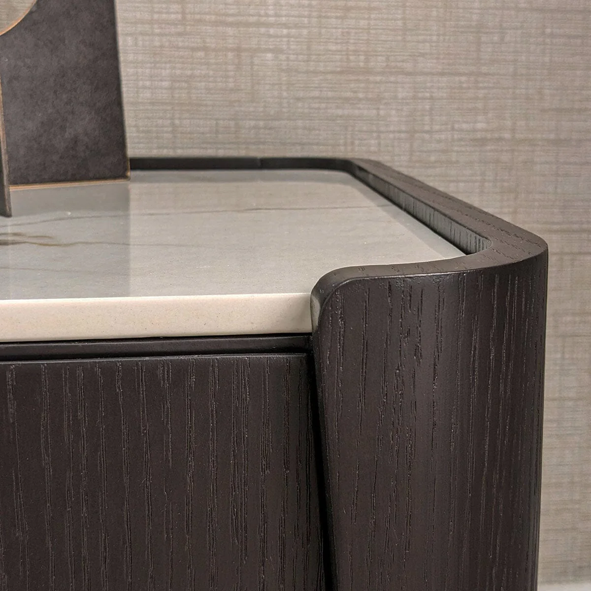 Adalynn Deep Brown Wooden 6 Drawer Chest with Faux Marble Top - Image 3