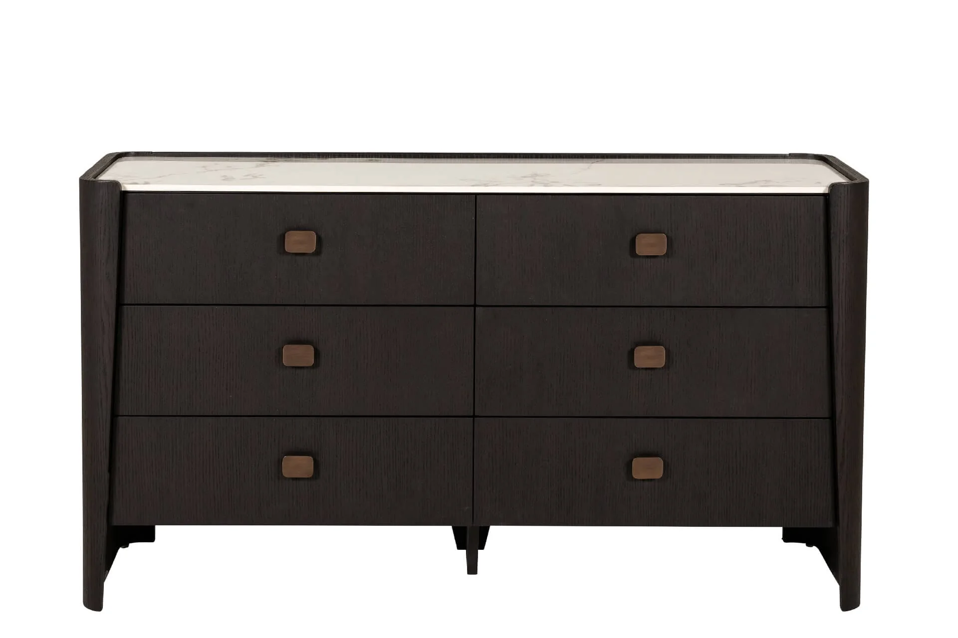 Adalynn Deep Brown Wooden 6 Drawer Chest with Faux Marble Top - Image 6