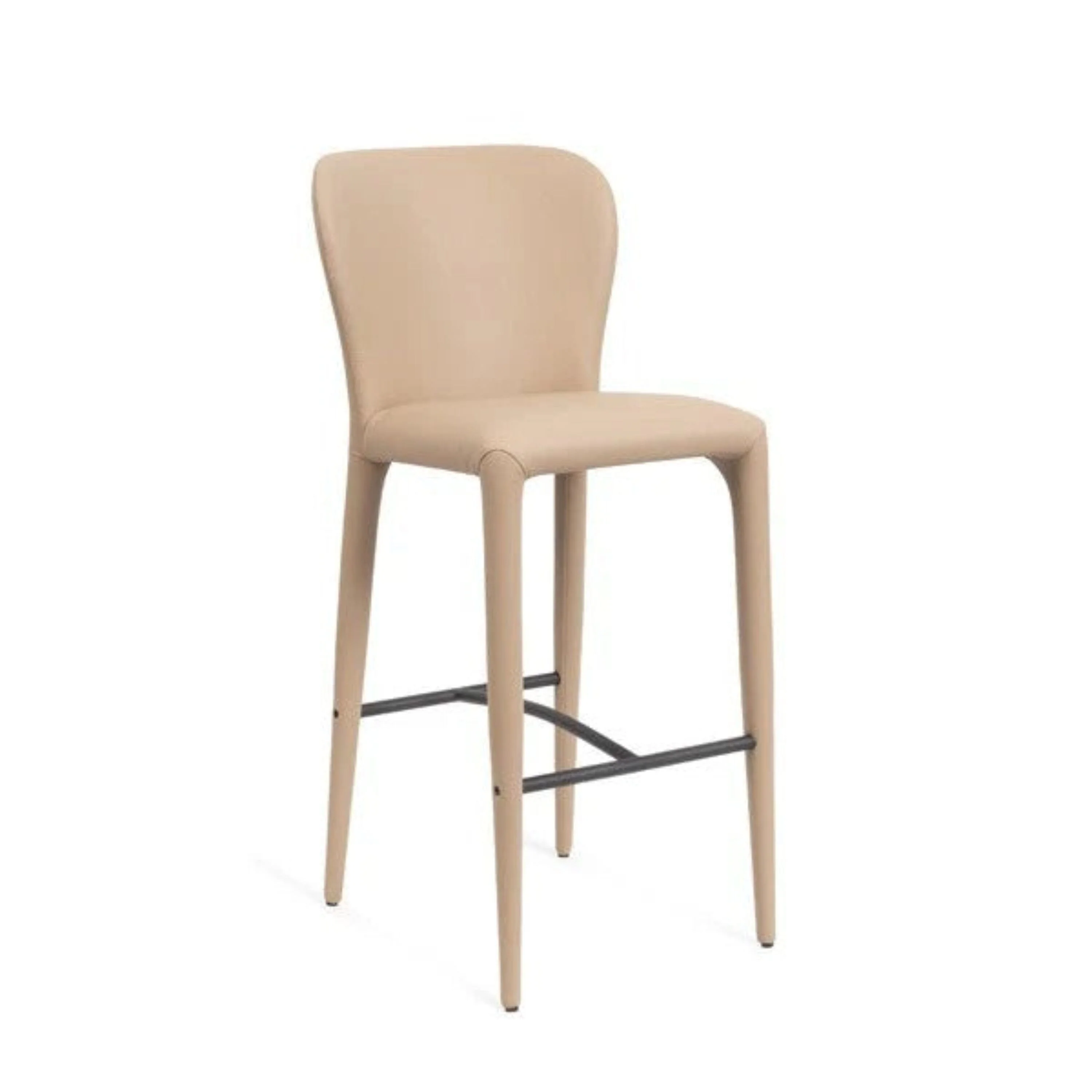 Amias Beige Leather Bar Stool - Image 3
