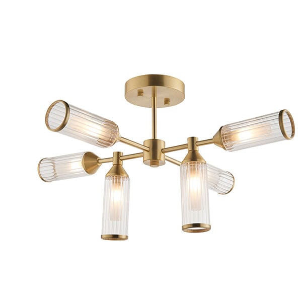 Apollo Gold & Glass Semi Flush Ceiling Light - Image 3