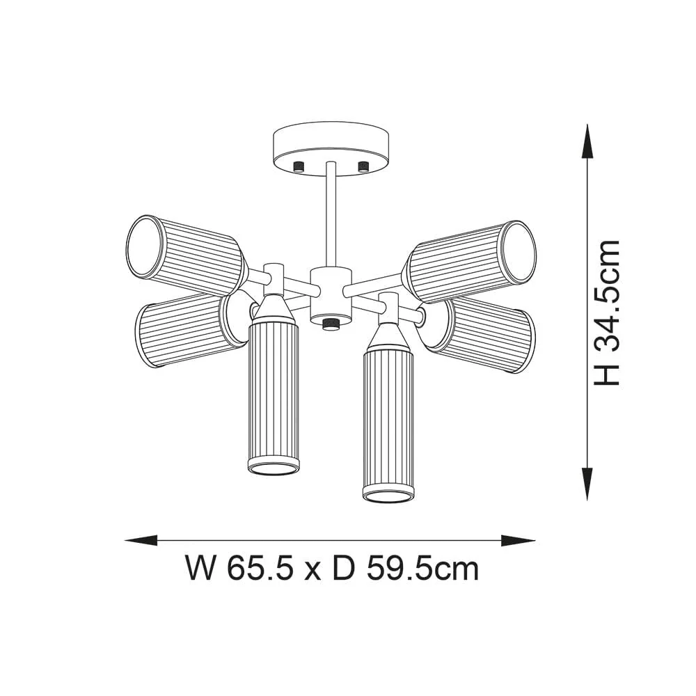 Apollo Gold & Glass Semi Flush Ceiling Light - Image 4