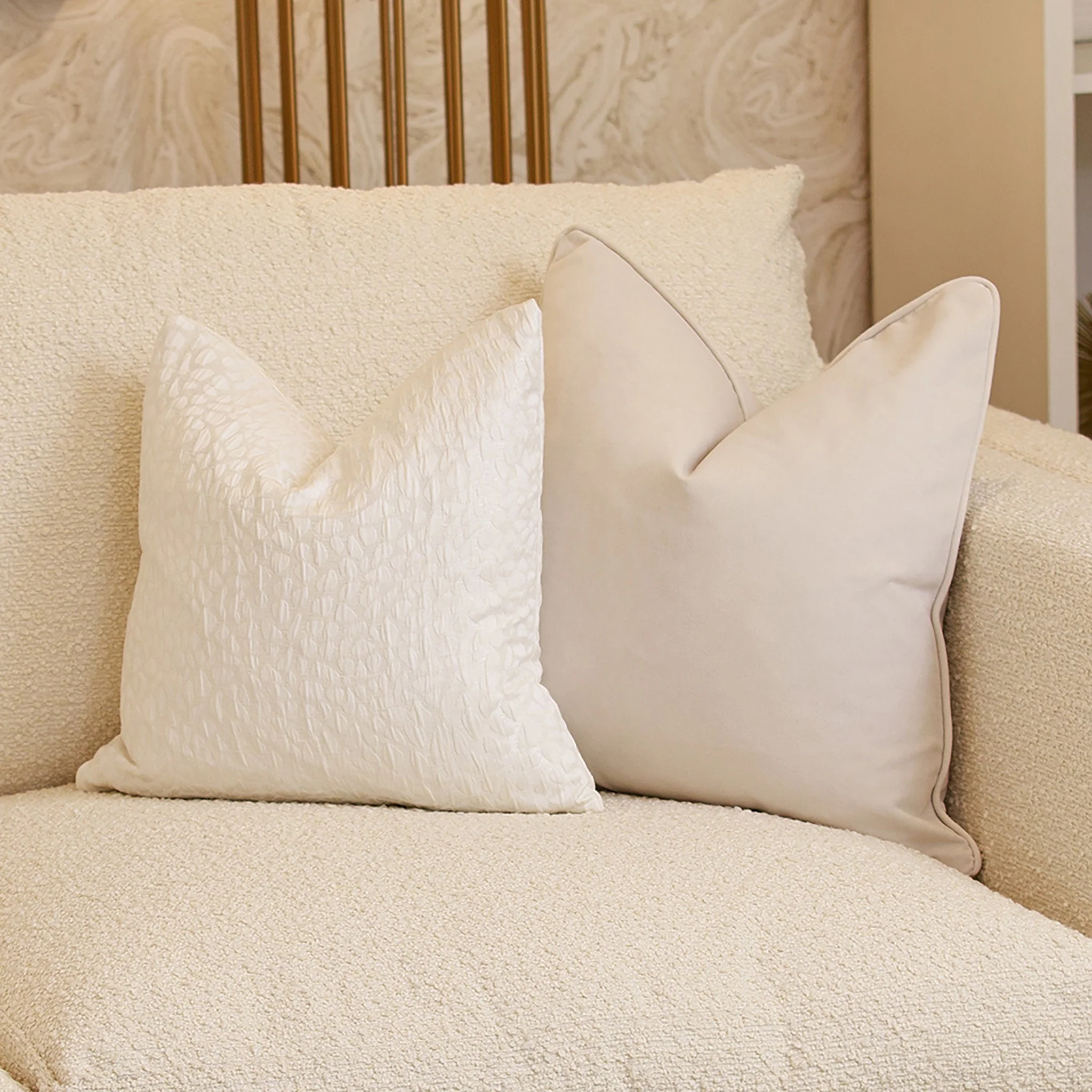 Ari Cream Velvet Cushion - 50 x 50cm - Image 3