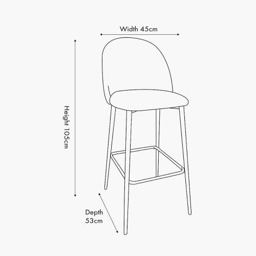 Arte Cream Linen & Black Metal Bar Stool - Image 5