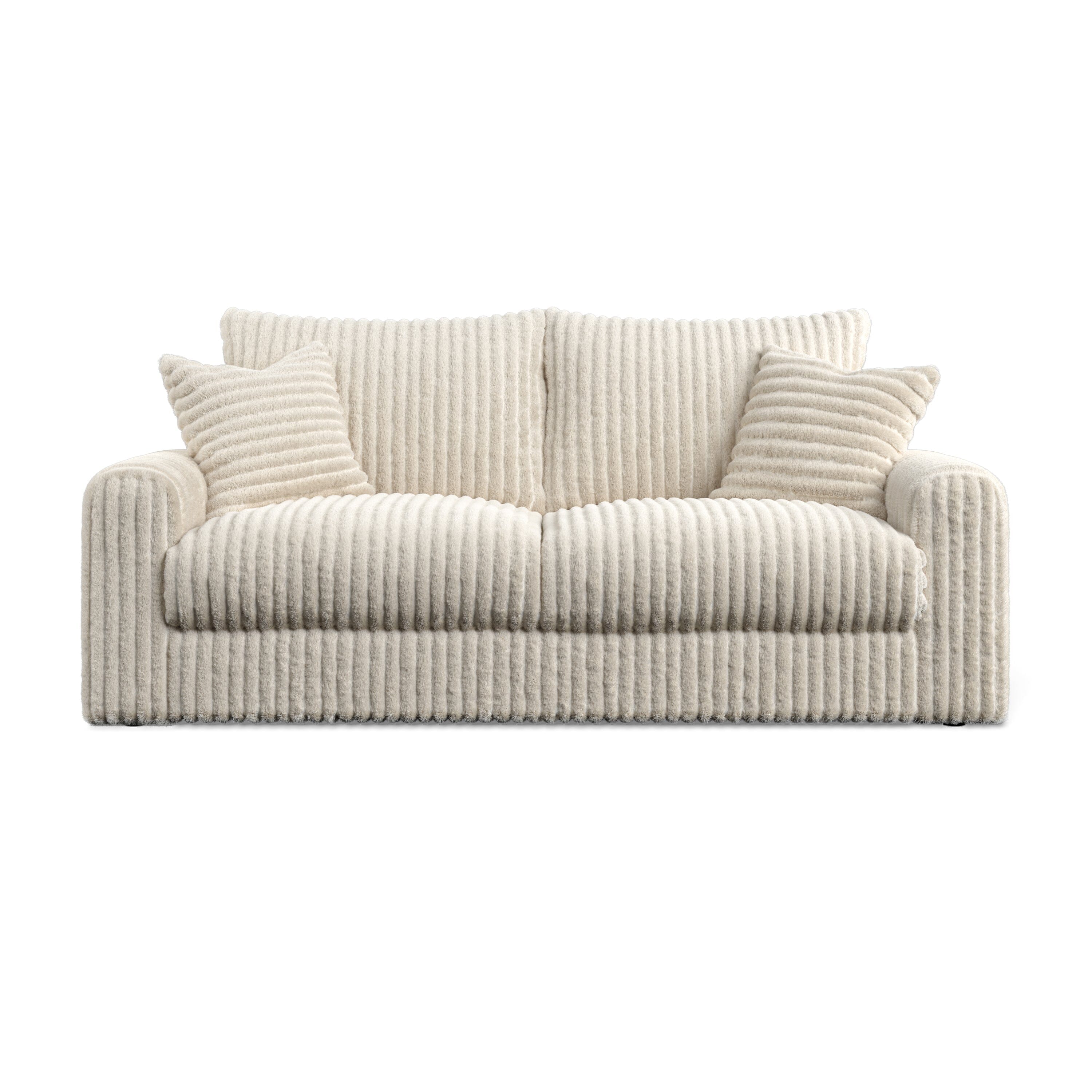 Aspen Cream Faux Fur Chunky Ribbed Large Sofa - Image 4