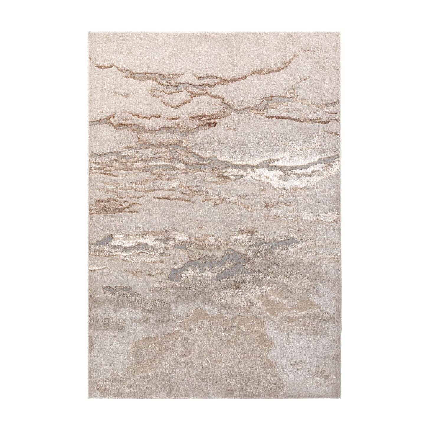 Astoria Cream & Metallic Gold Marble Velvet Rug With Grey Tones - Image 4