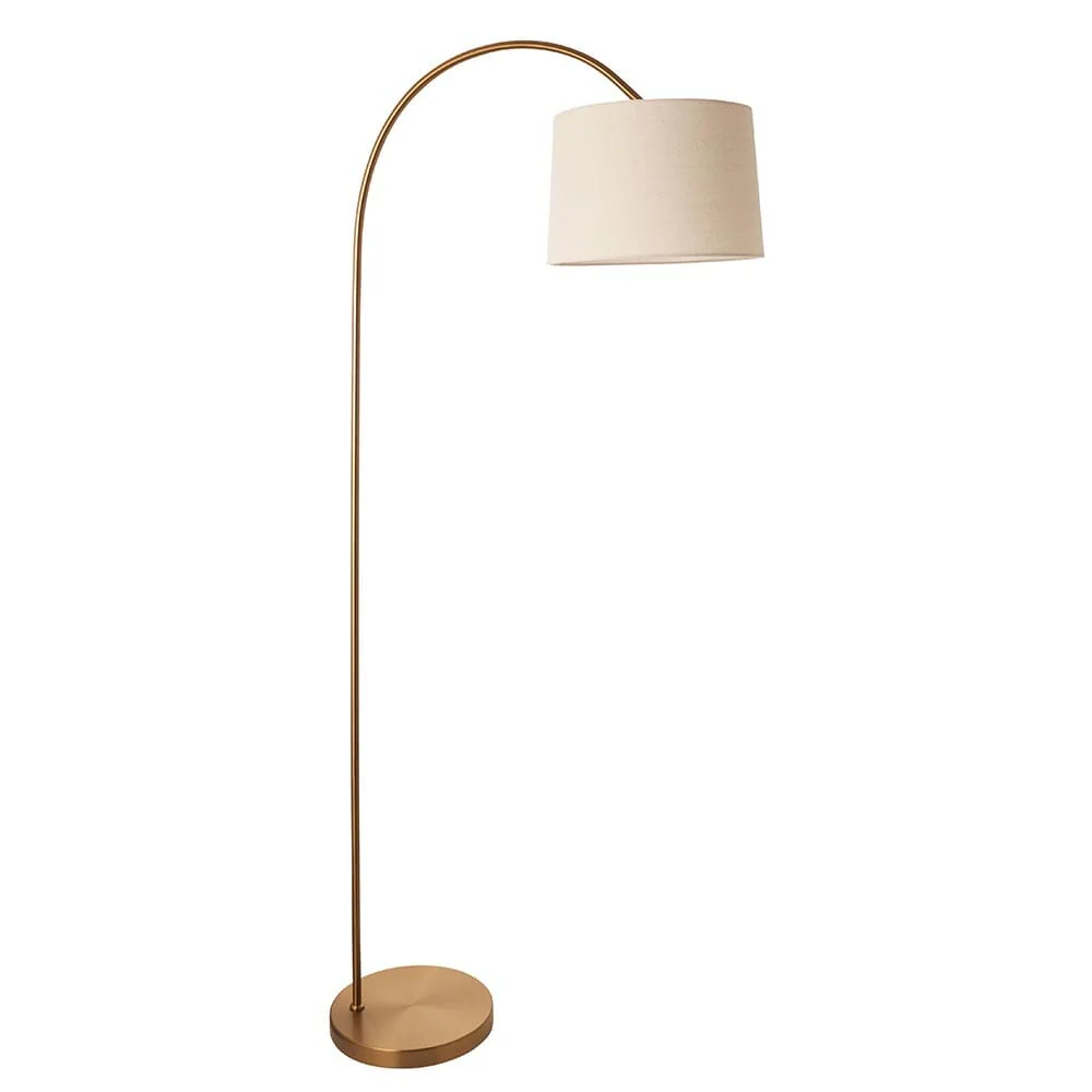 Azra Brass Floor Lamp with Neutral Shade - Image 4