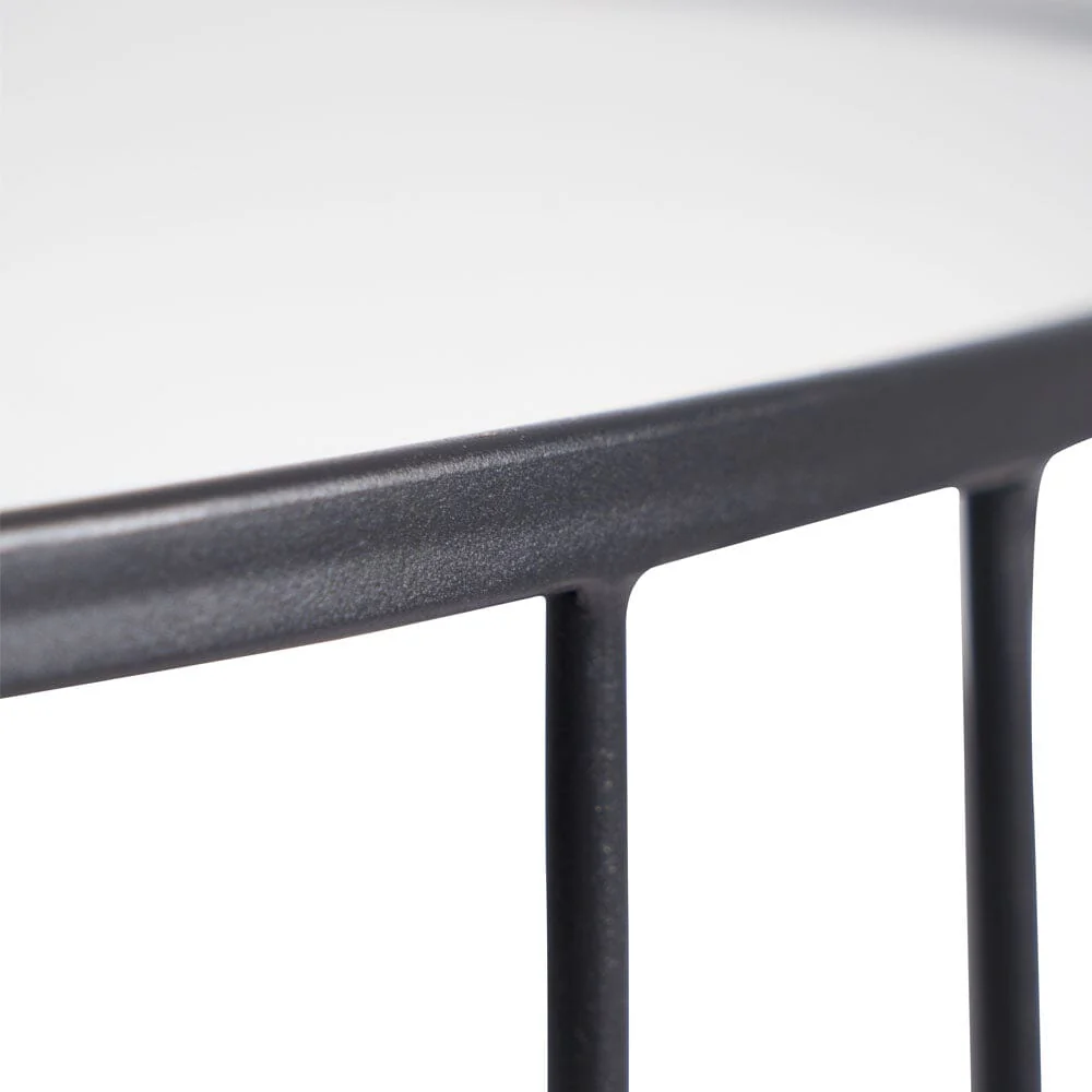 Lorenza Black Metal Half Moon Console Table with Mirrored Top - Image 6