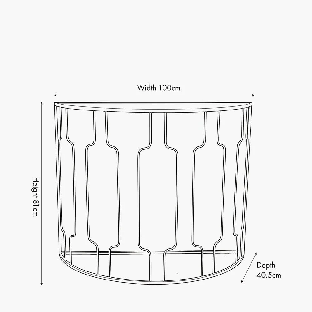 Lorenza Black Metal Half Moon Console Table with Mirrored Top - Image 7