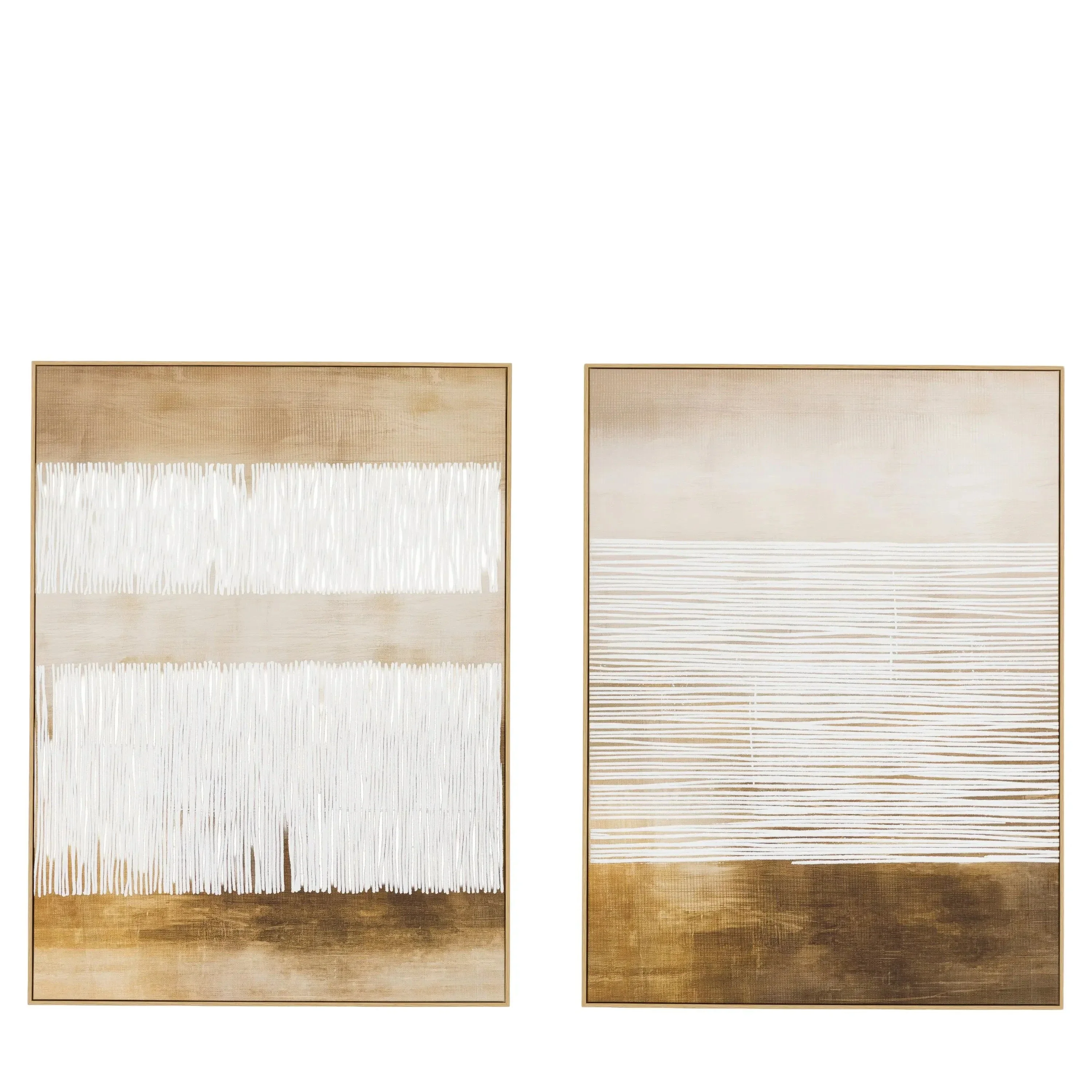 Birdie Cream & Gold Abstract Wall Art - Set of 2 - Image 3