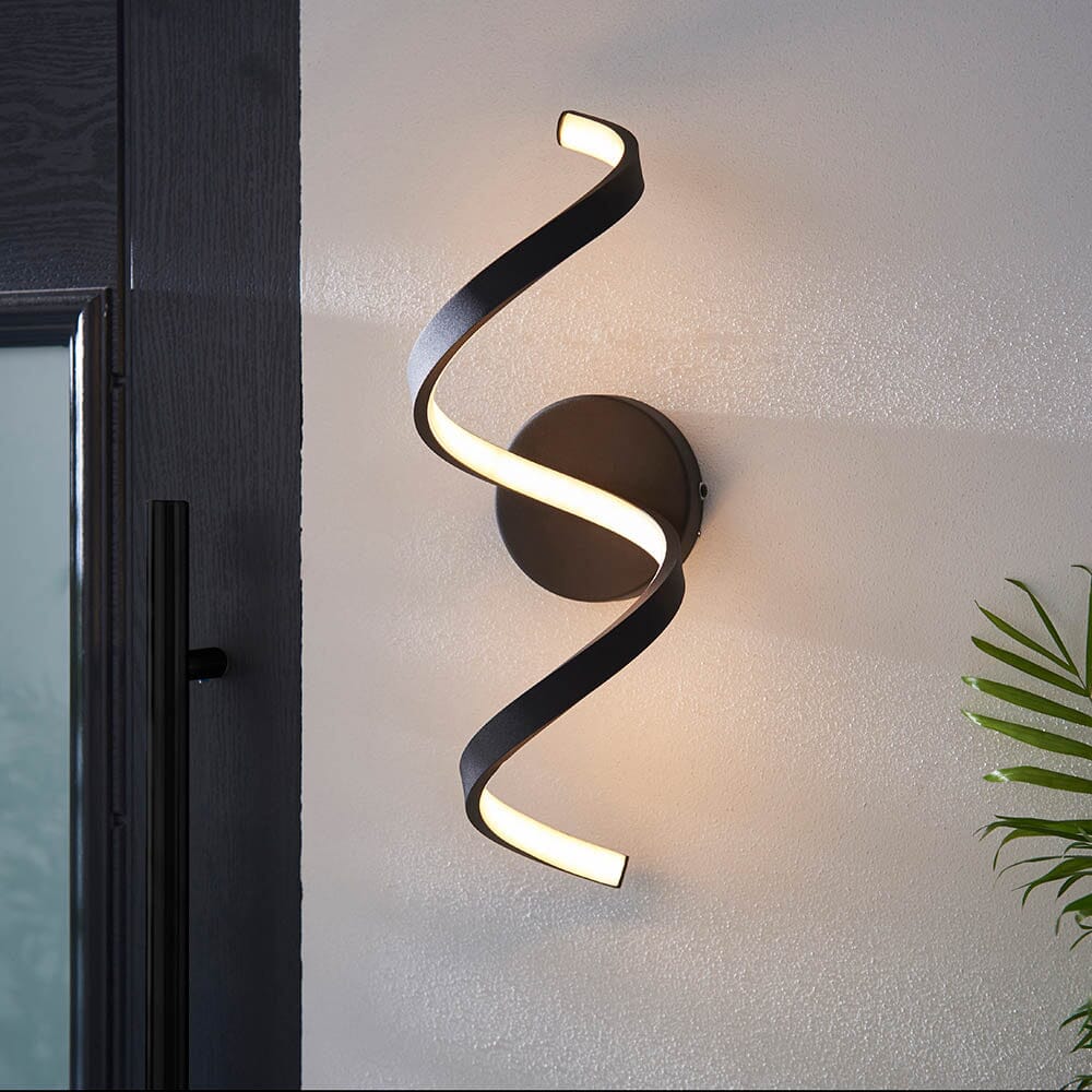 Black LED Twisted Outdoor Wall Light - Image 4