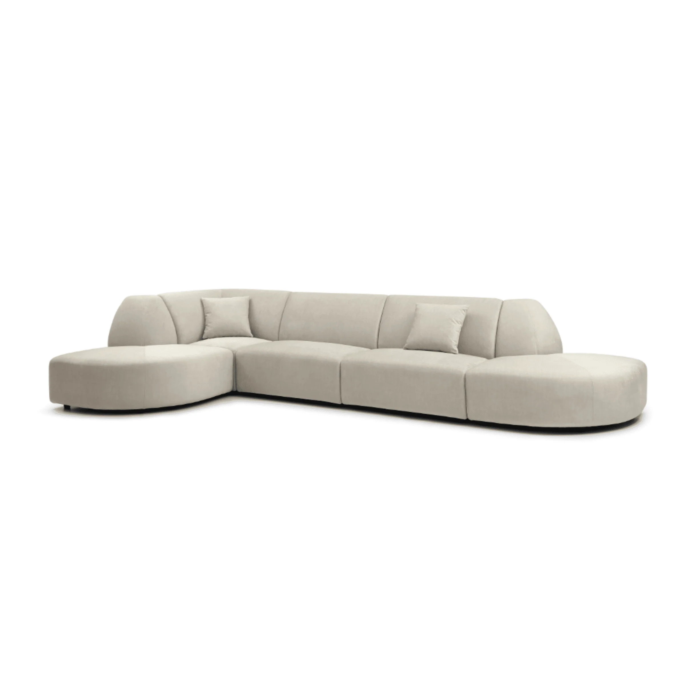 Blea Cream Upholstered 5 Piece Curved Modular Sofa - Image 3