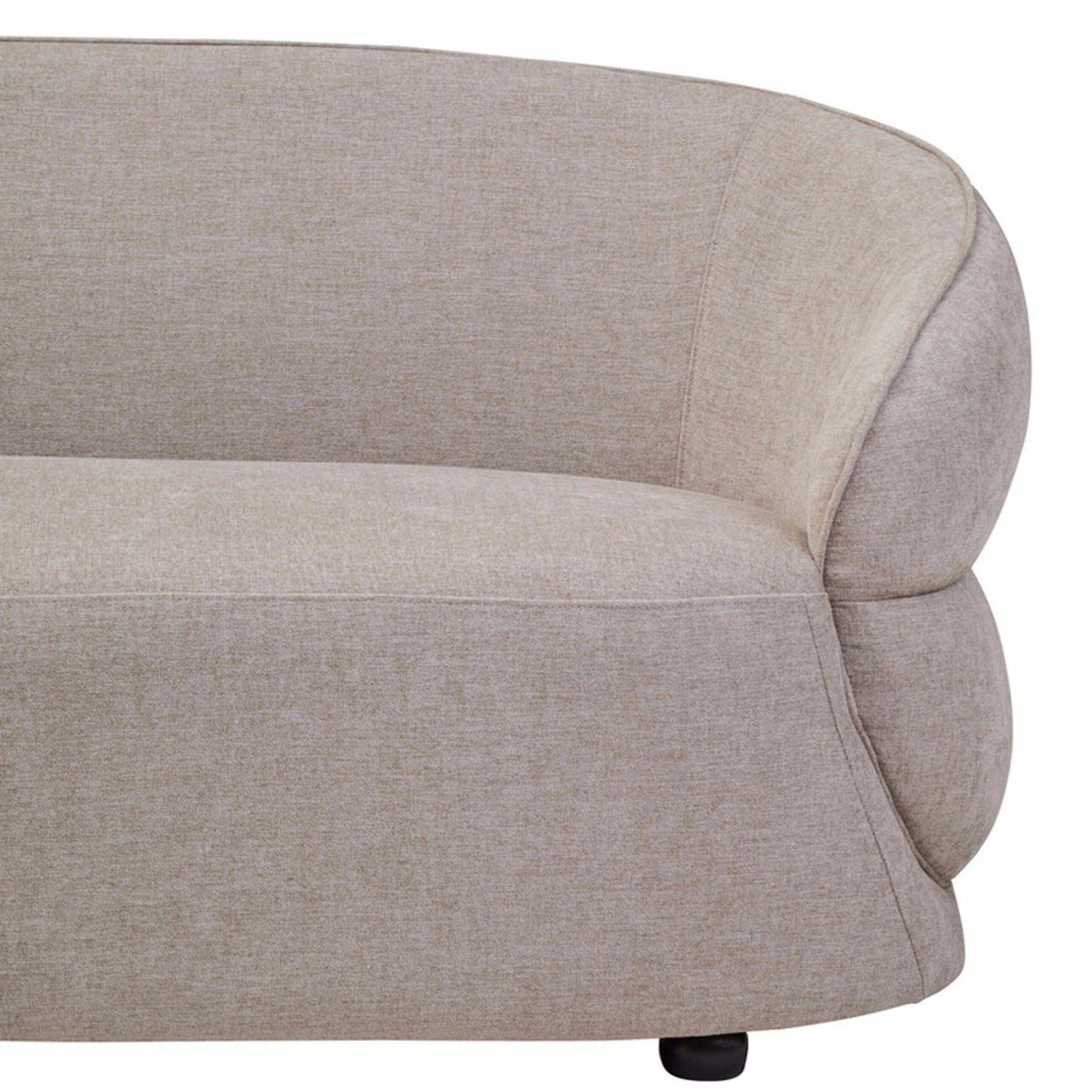 Cellio Taupe Chenille 3 Seater Curved Sofa - Image 6