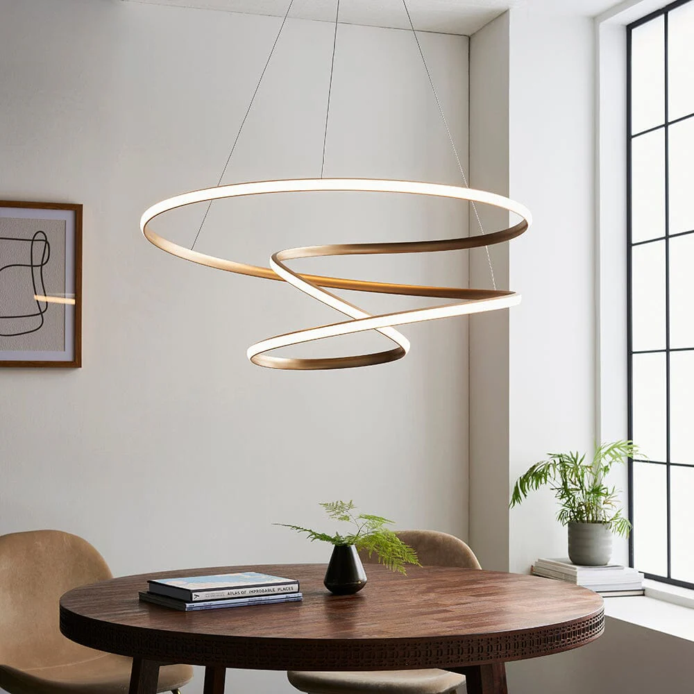 Charlene Large Gold Spiral Pendant Ceiling Light - Image 4
