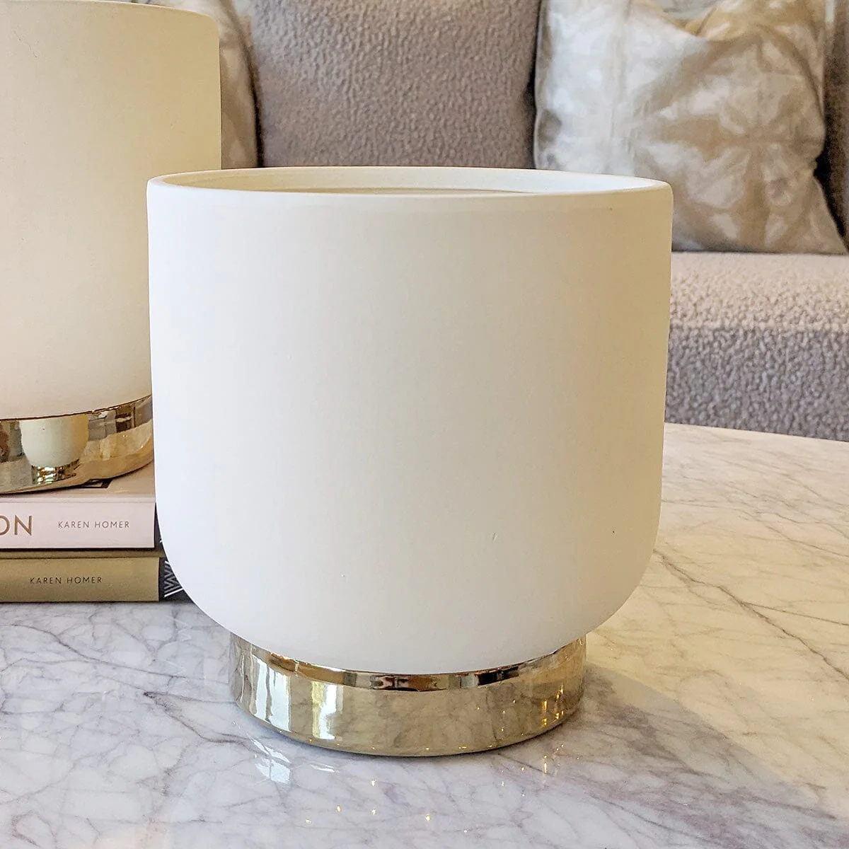 Cinzia Ceramic White & Gold Planter - Image 4