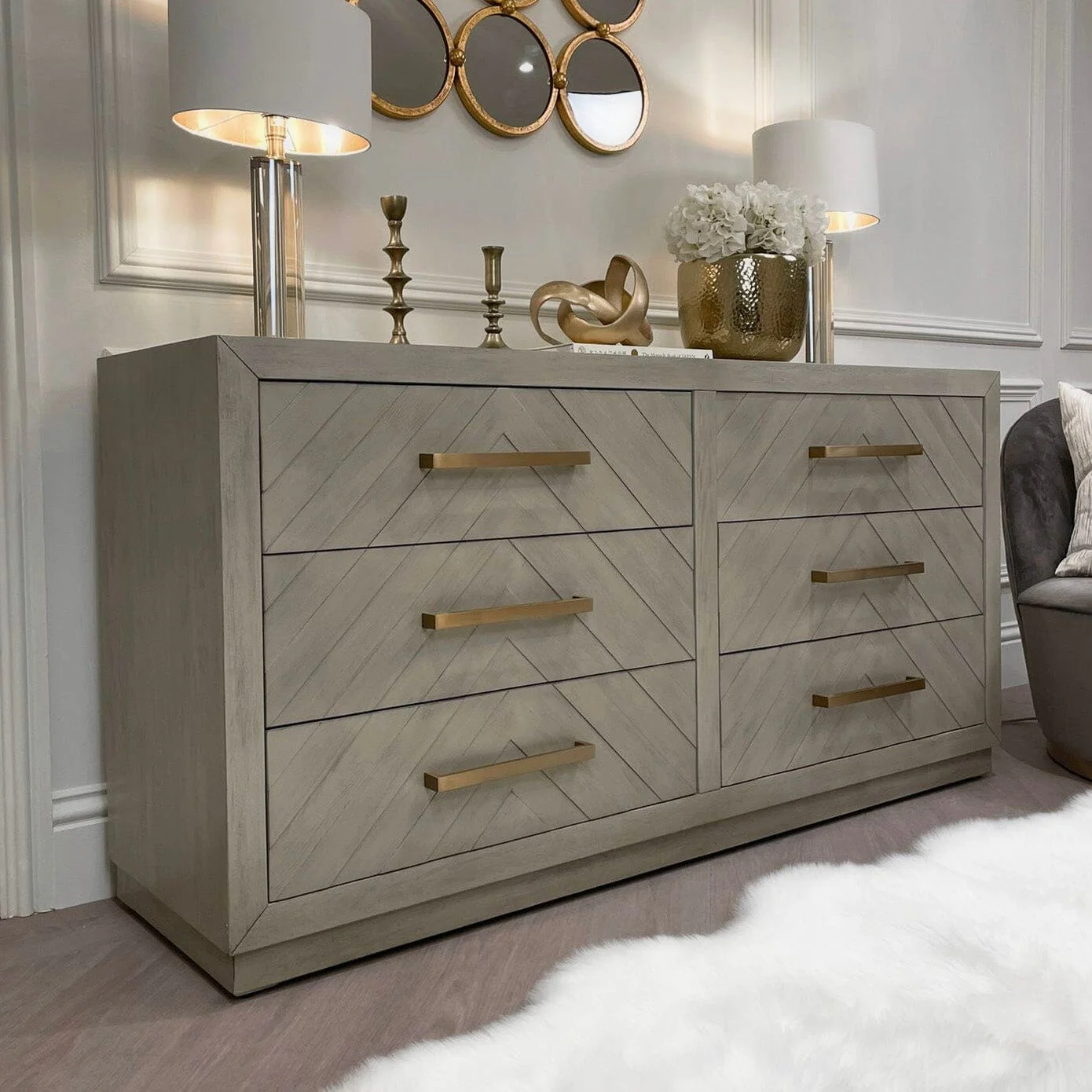 Cortina Premium 6 Drawer Chevron Chest - Image 5