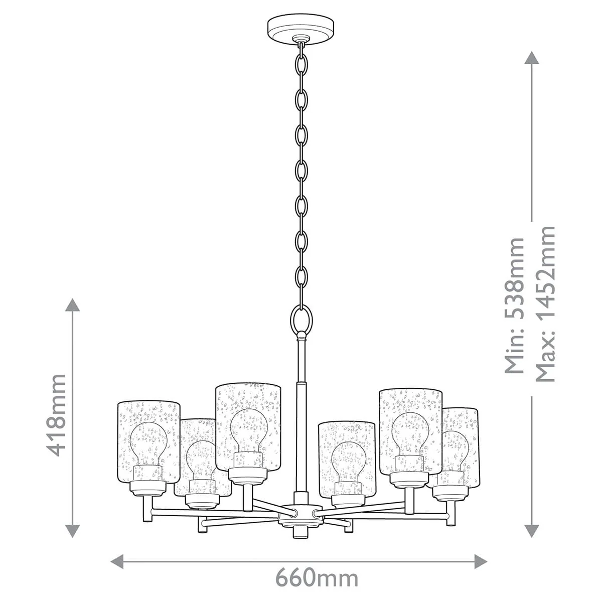 Cressida Gold 6 Light Pendant Ceiling Light - Image 6