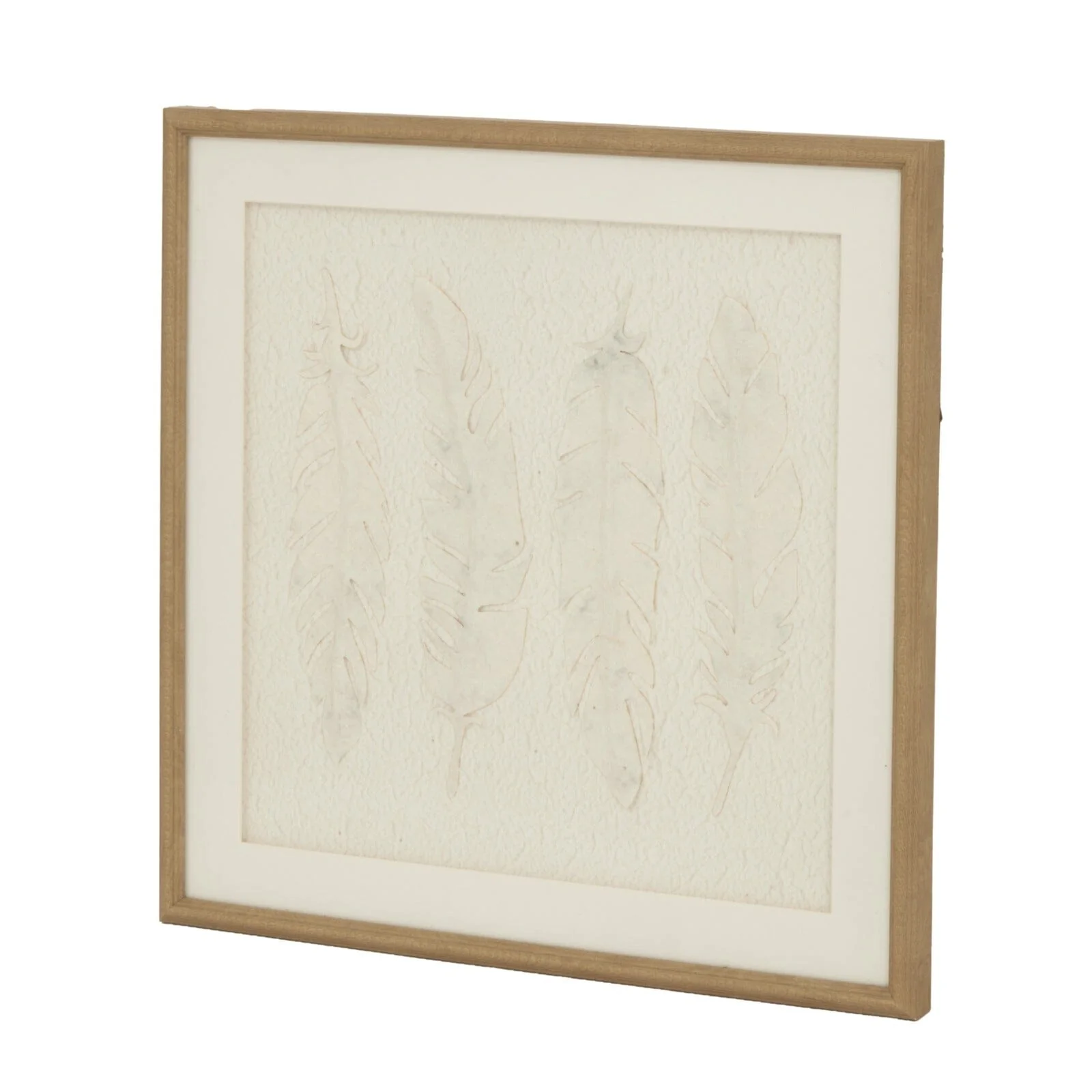 Cyrus Cream Feather Print Wall Art in Wooden Frame - Image 3