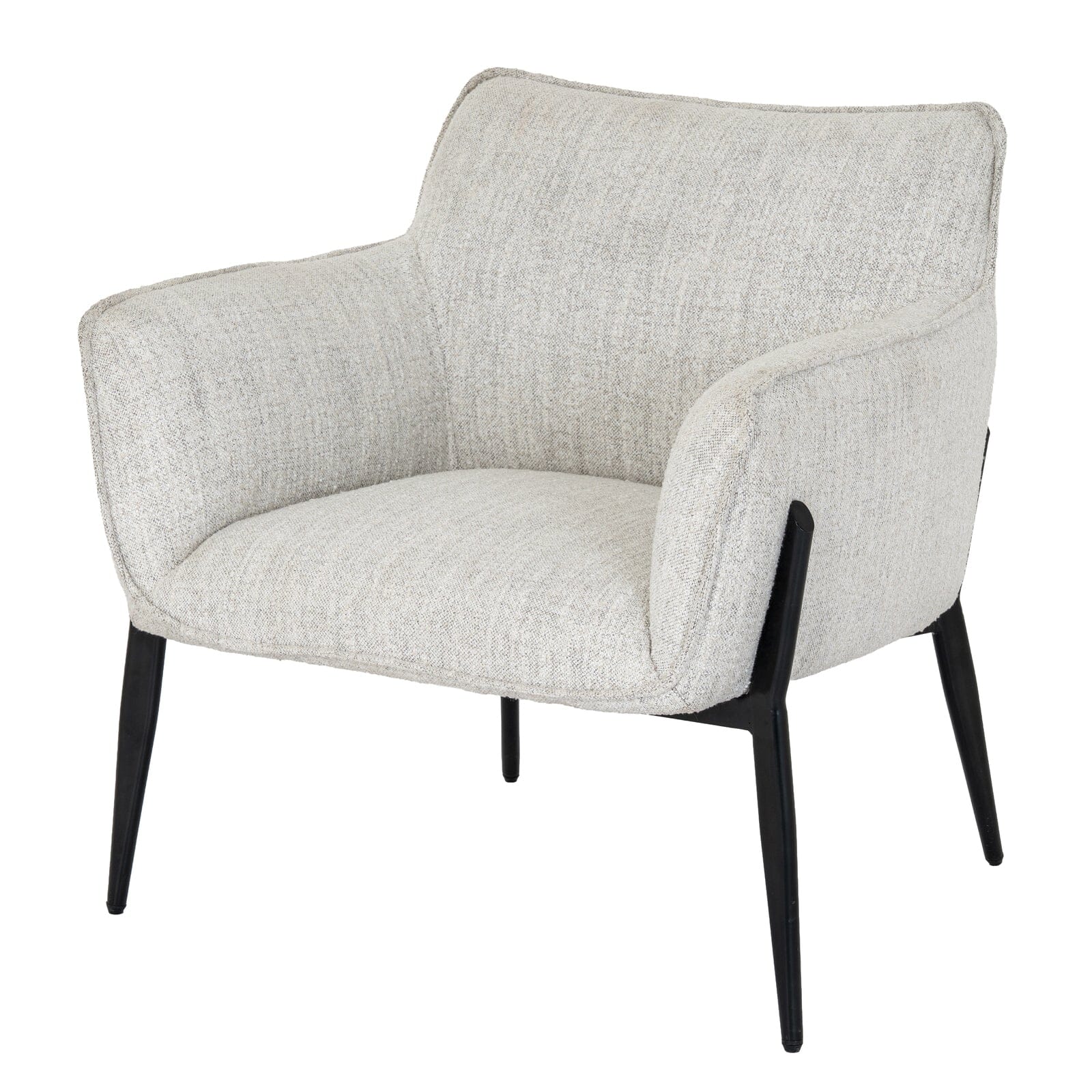 Darick Greige Upholstered Textured Accent Chair with Black Legs - Image 3