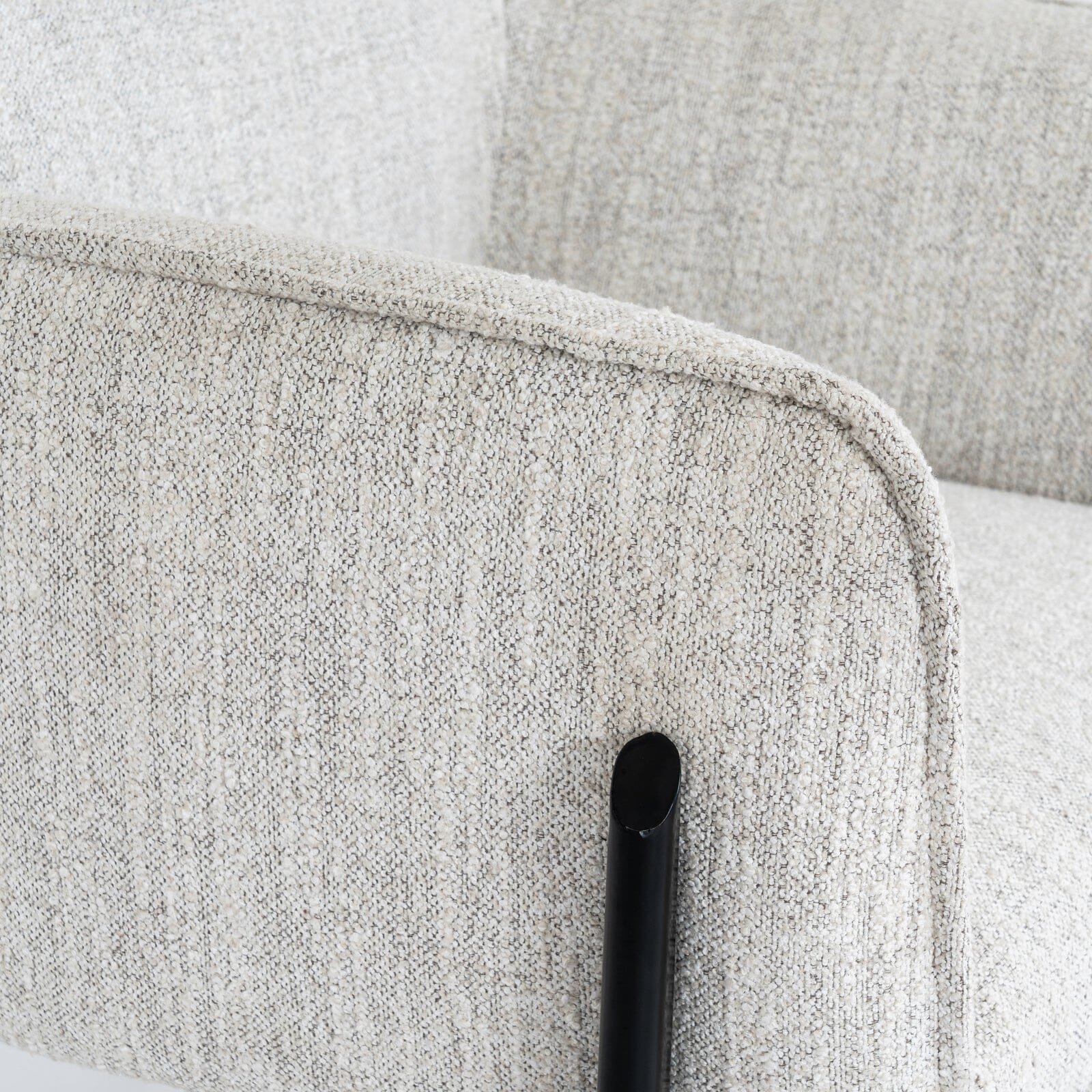 Darick Greige Upholstered Textured Accent Chair with Black Legs - Image 5