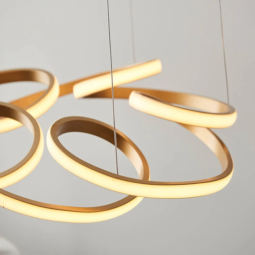 Demure Gold Satin Spiral LED Pendant Ceiling Light - Image 3