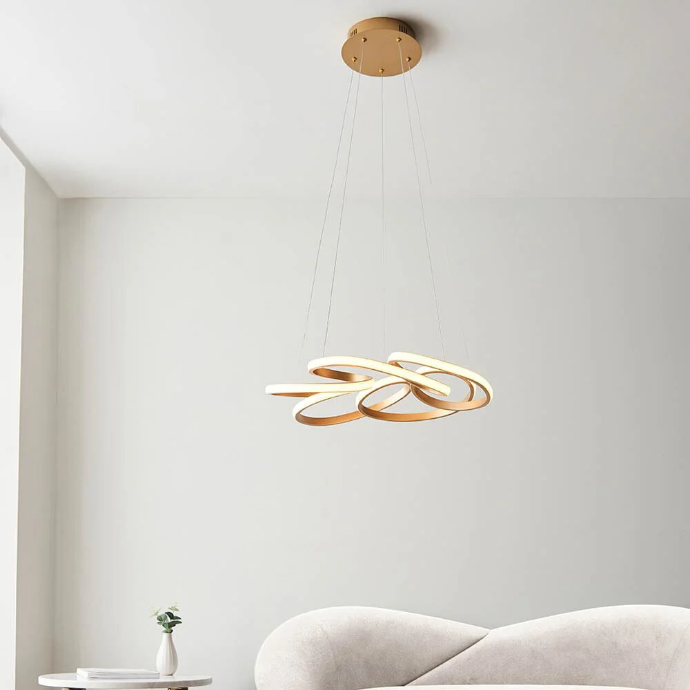 Demure Gold Satin Spiral LED Pendant Ceiling Light - Image 4