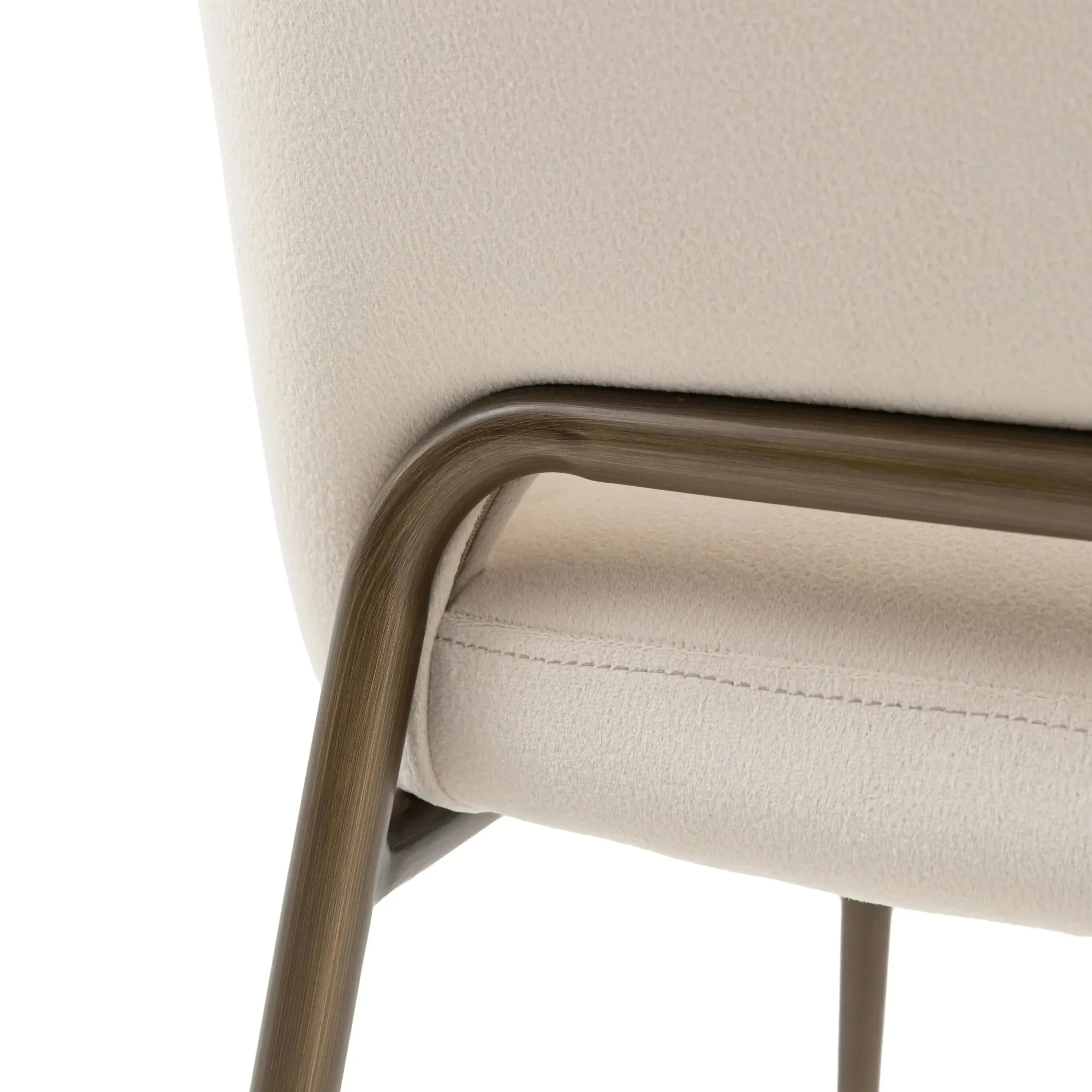 Donna Cream Velvet Dining Chair with Bronze Metal Legs- Set of 2 - Image 6