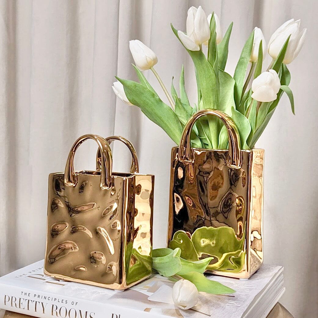 Elise Gold Handbag Decorative Vase - Image 7