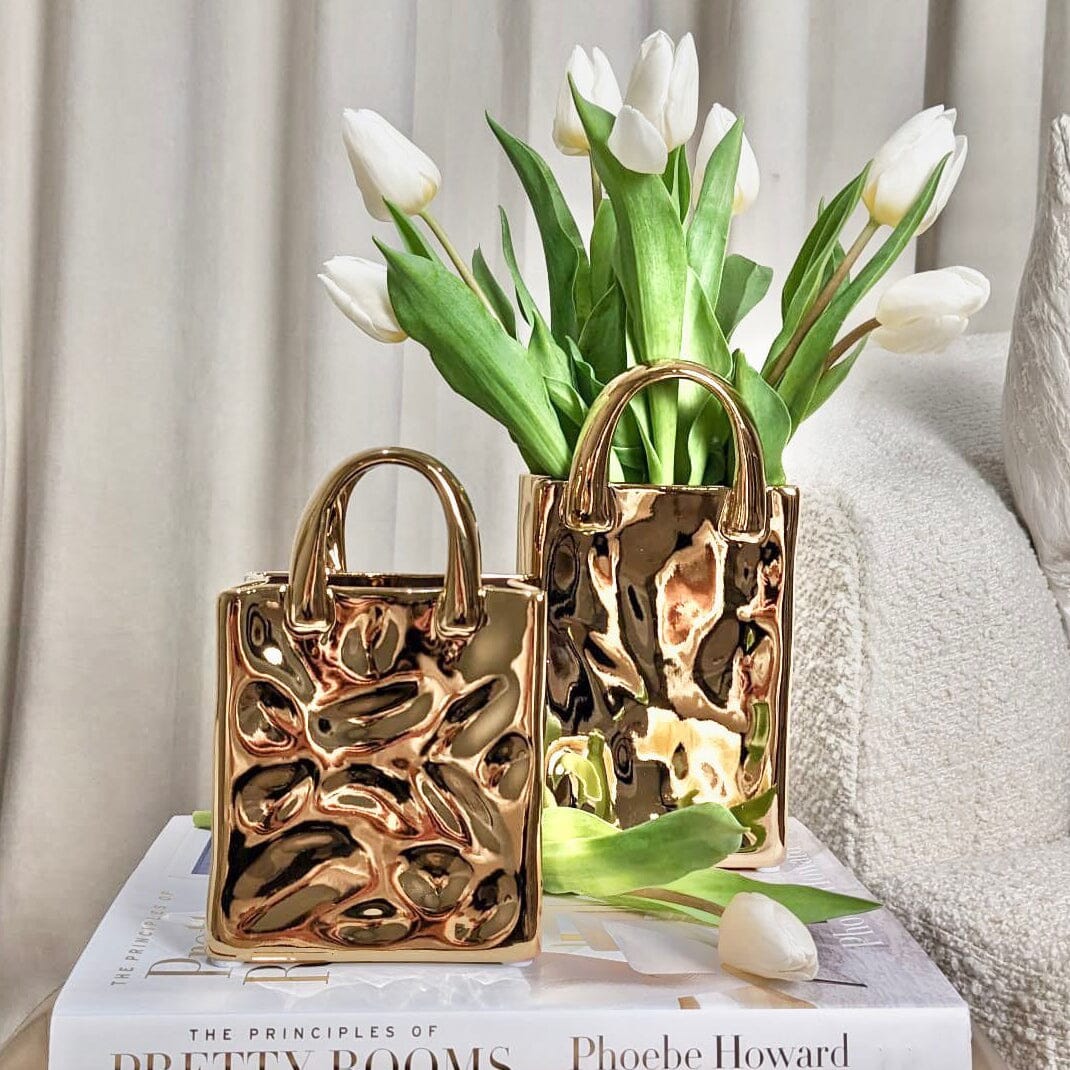 Elise Mini Gold Handbag Decorative Vase - Image 5