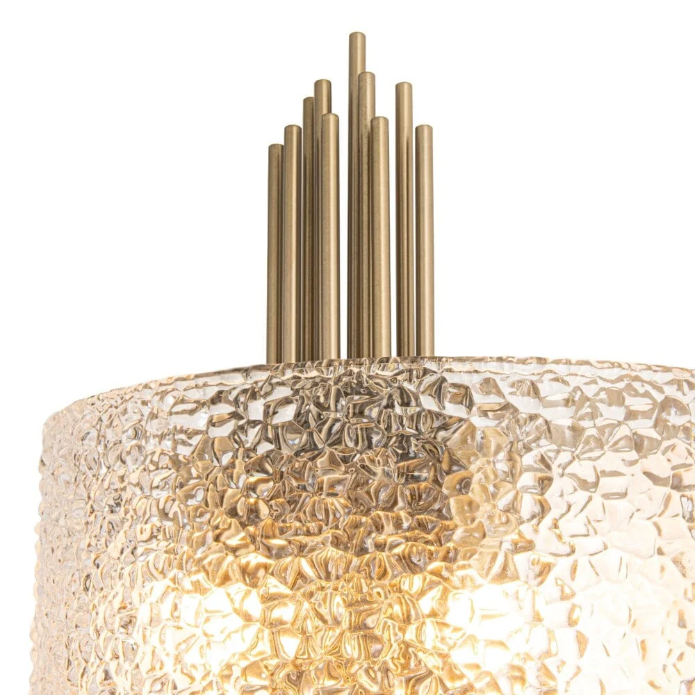Elsinore Brushed Brass Wall Light with Textured Glass - Image 3
