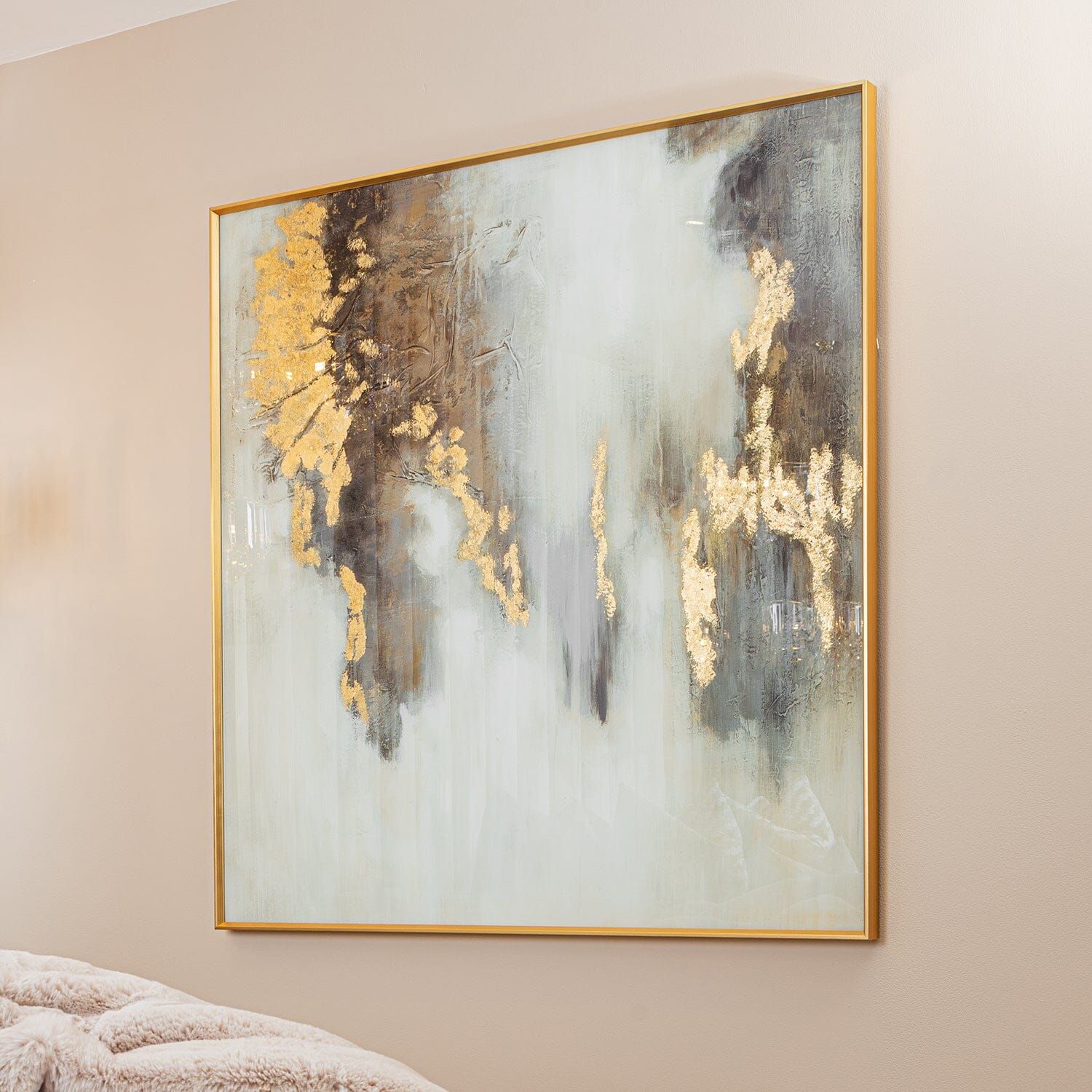 Estela Metallic Gold Abstract Glass Print Wall Art - Image 3