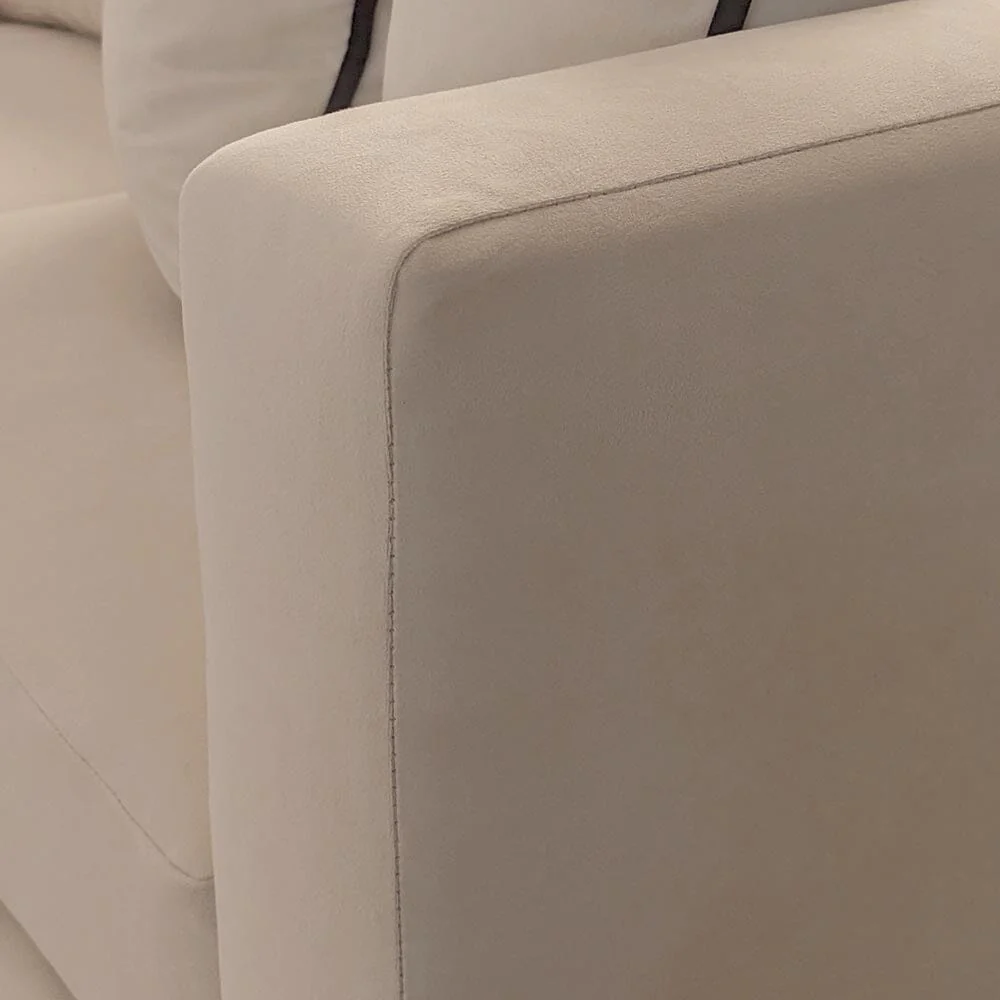 Harmony Cream Velvet Sofa Range With Black Wooden Plinth - Image 6