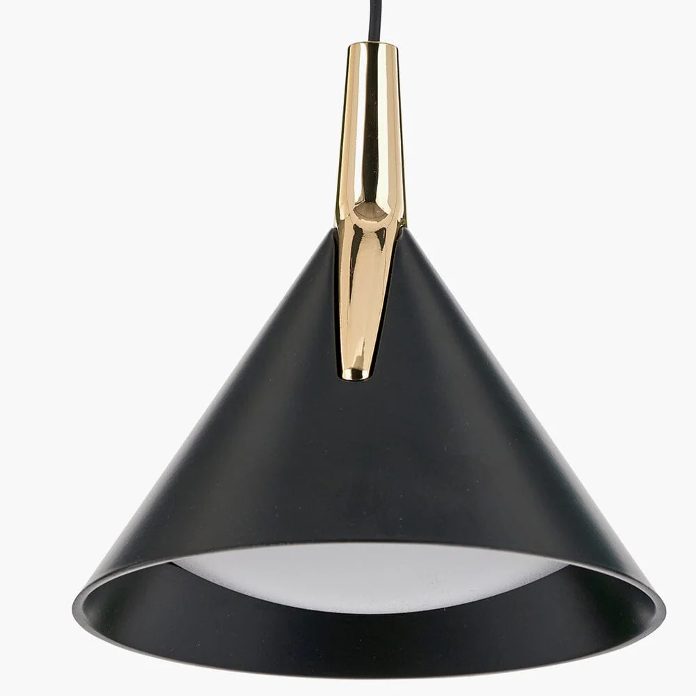 Imogen Matt Black & Gold 3 Drop Round Pendant Ceiling Light - Image 4