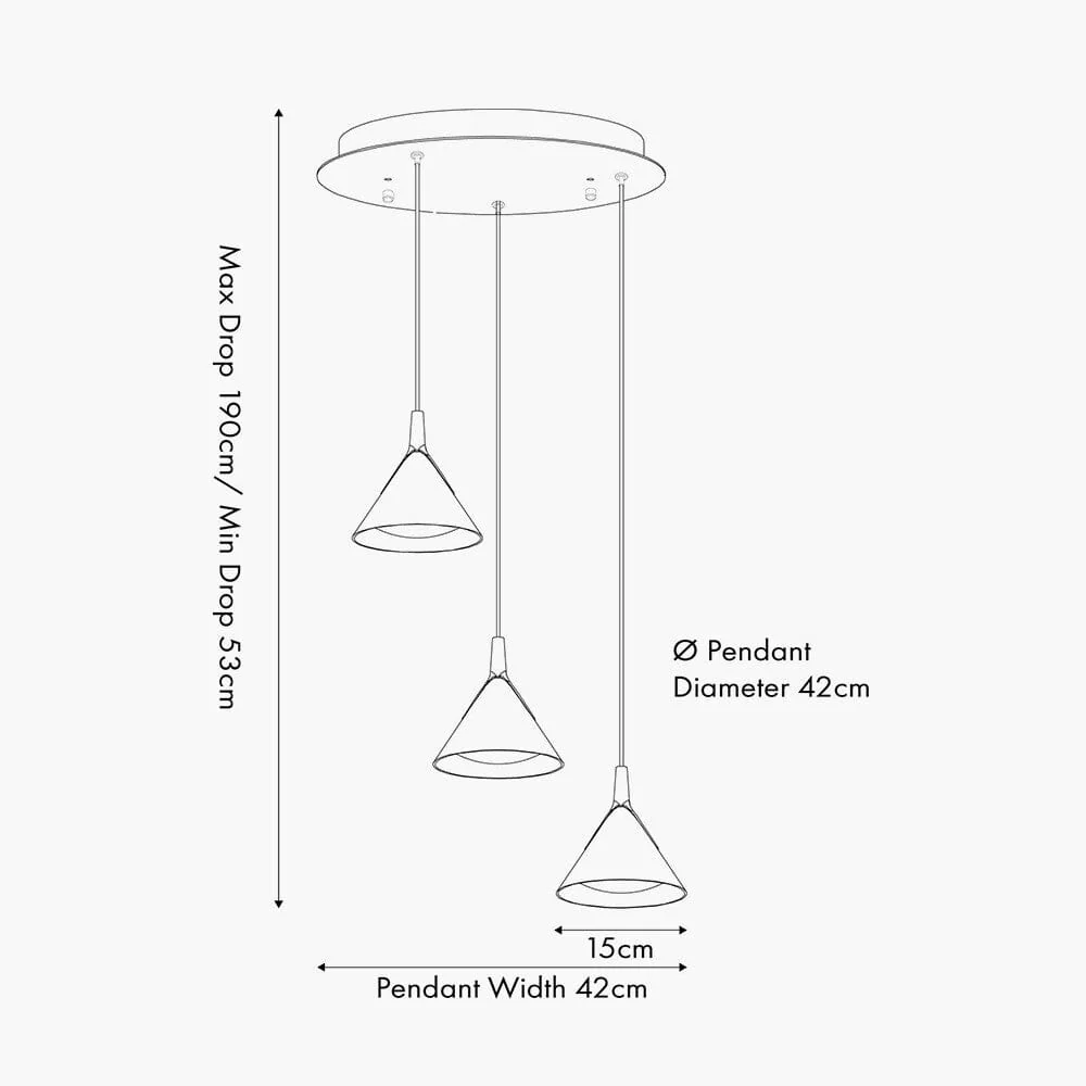 Imogen Matt Black & Gold 3 Drop Round Pendant Ceiling Light - Image 6