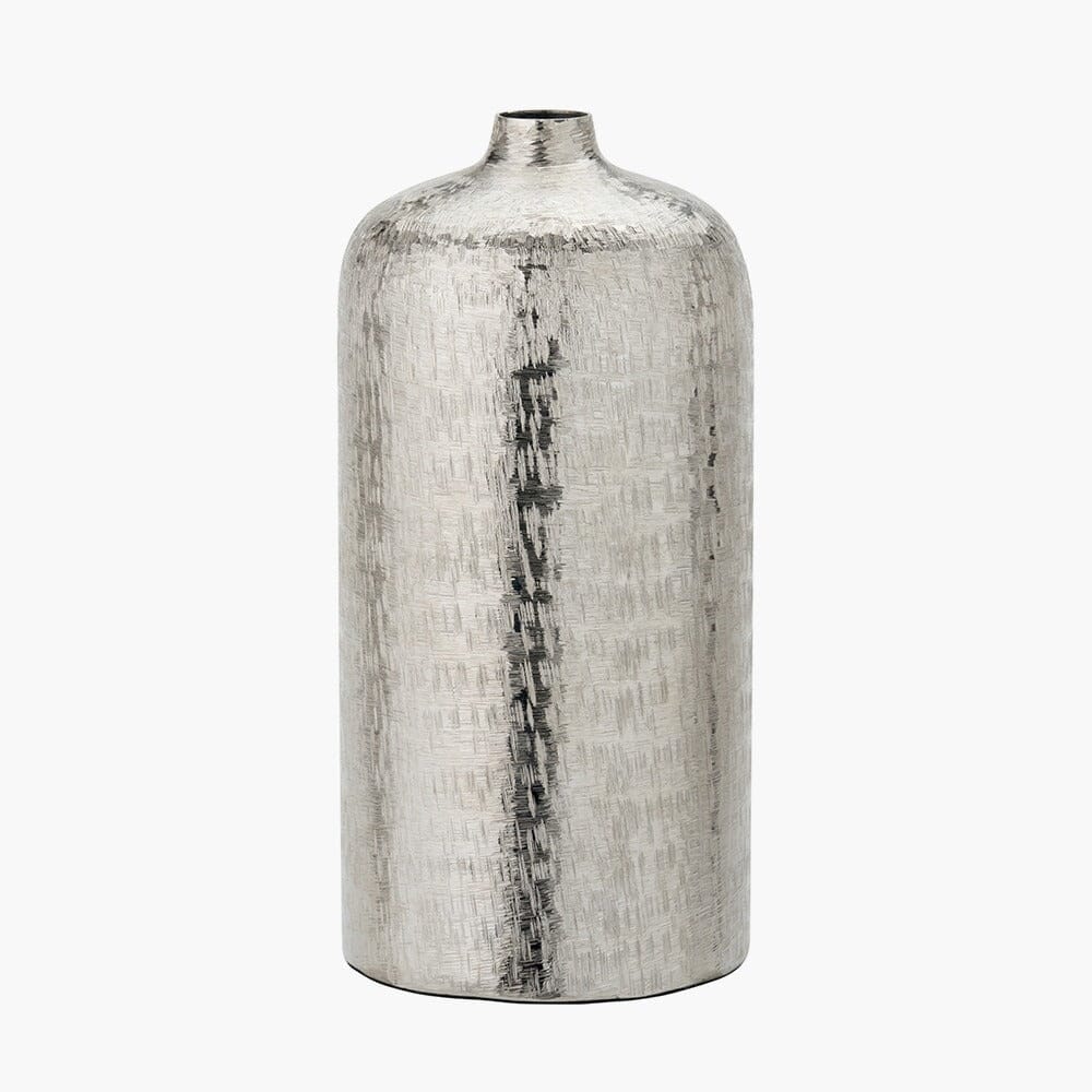 In Stock - Alina Silver Hammered Metal Decorative Vase - Image 4