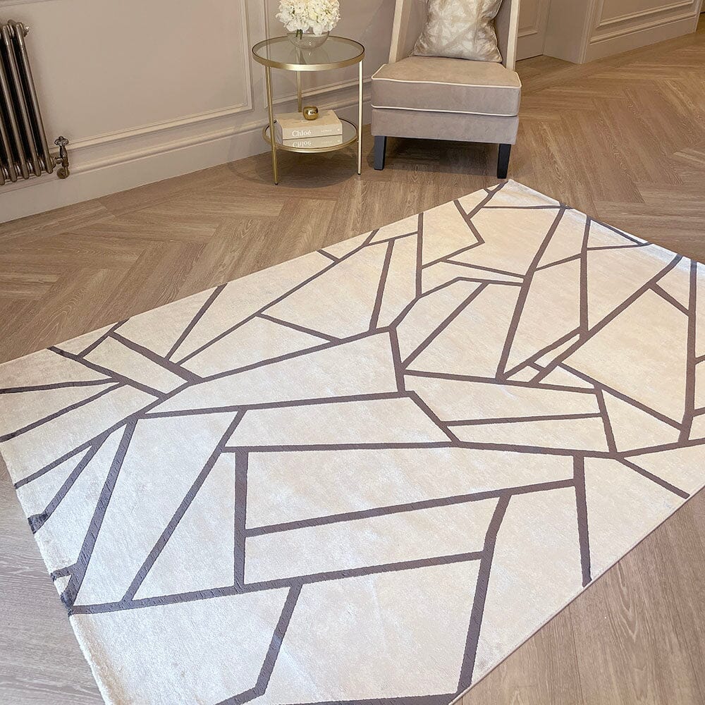 In Stock - Romy Taupe & Chestnut Abstract Patterned Rug - 160 x 230cm - Image 5