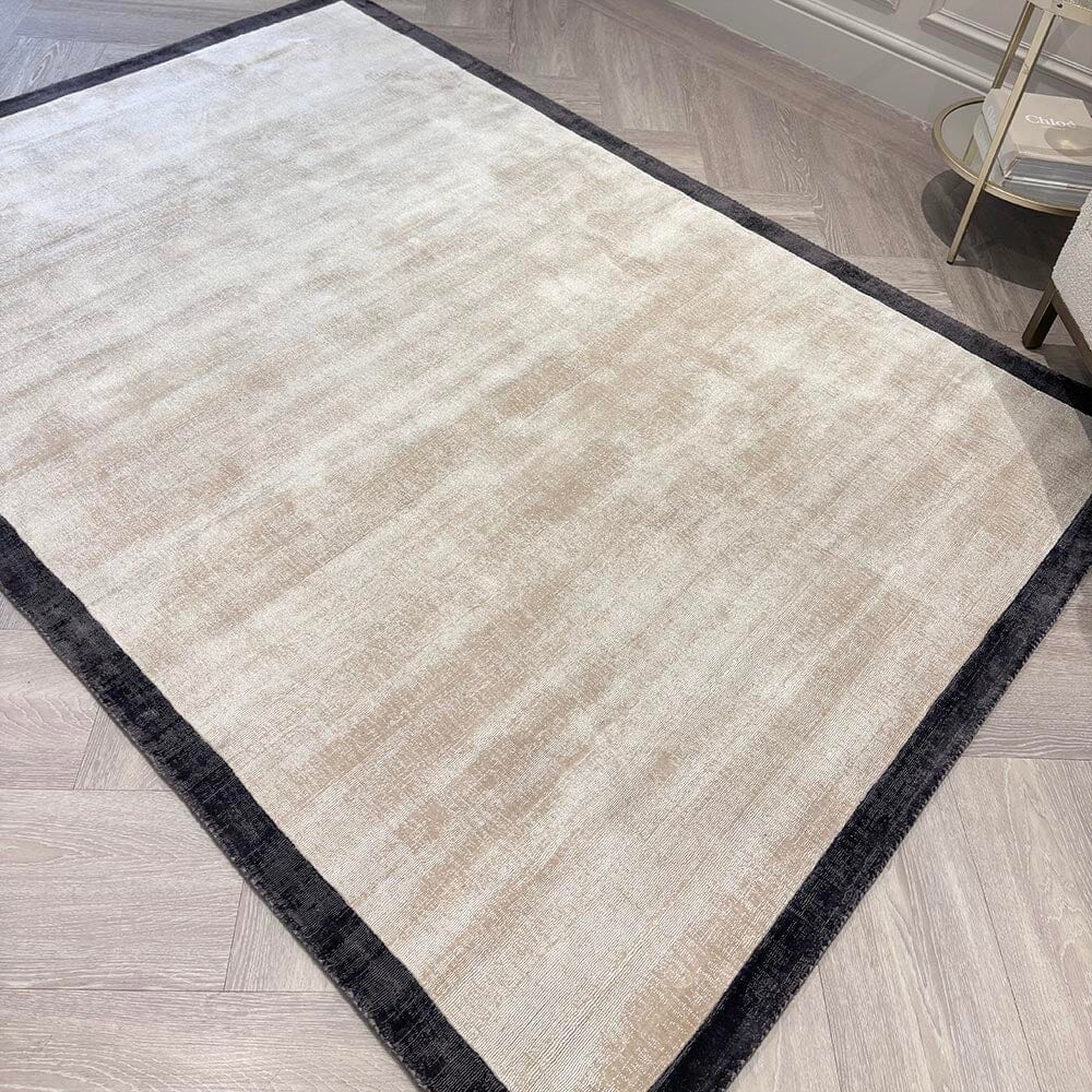 In Stock - Ryley Cream Viscose Rug with Black Border - 160x230cm - Image 3