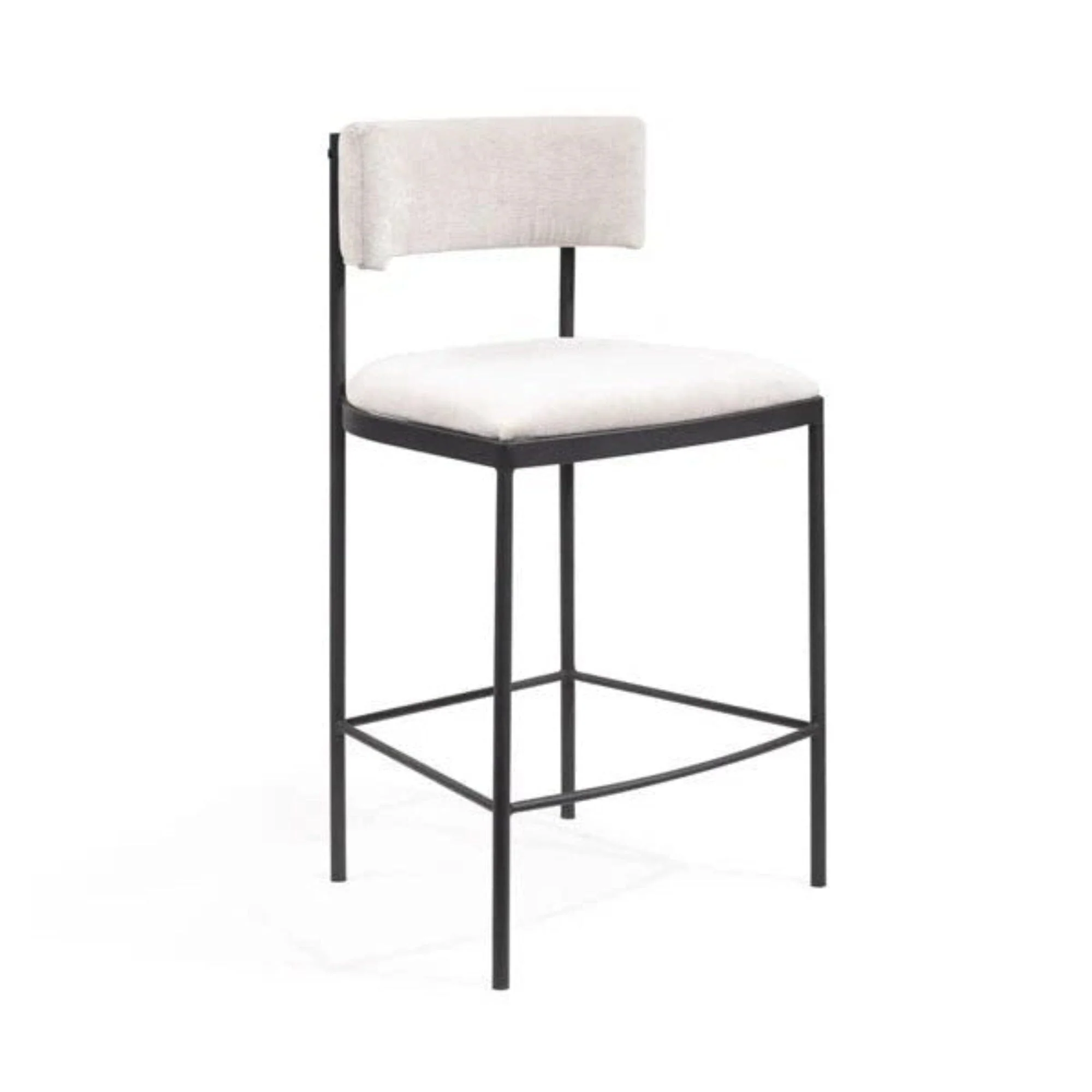 Isolde Greige Upholstered Bar Stool With Black Legs - Image 3