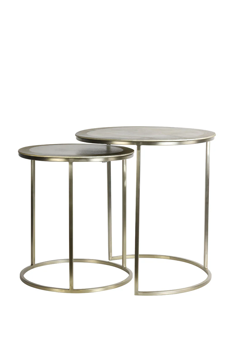 Adele Light Gold Round Nested Metal Side Tables - Set of 2 - Image 5