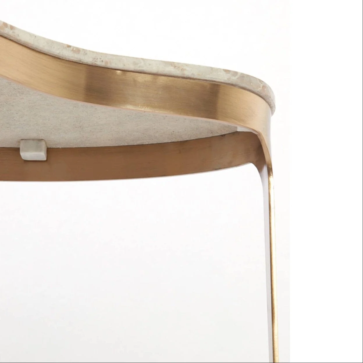 Josephine Antique Bronze Abstract Shaped Coffee Table with Taupe Marble Top - Image 4