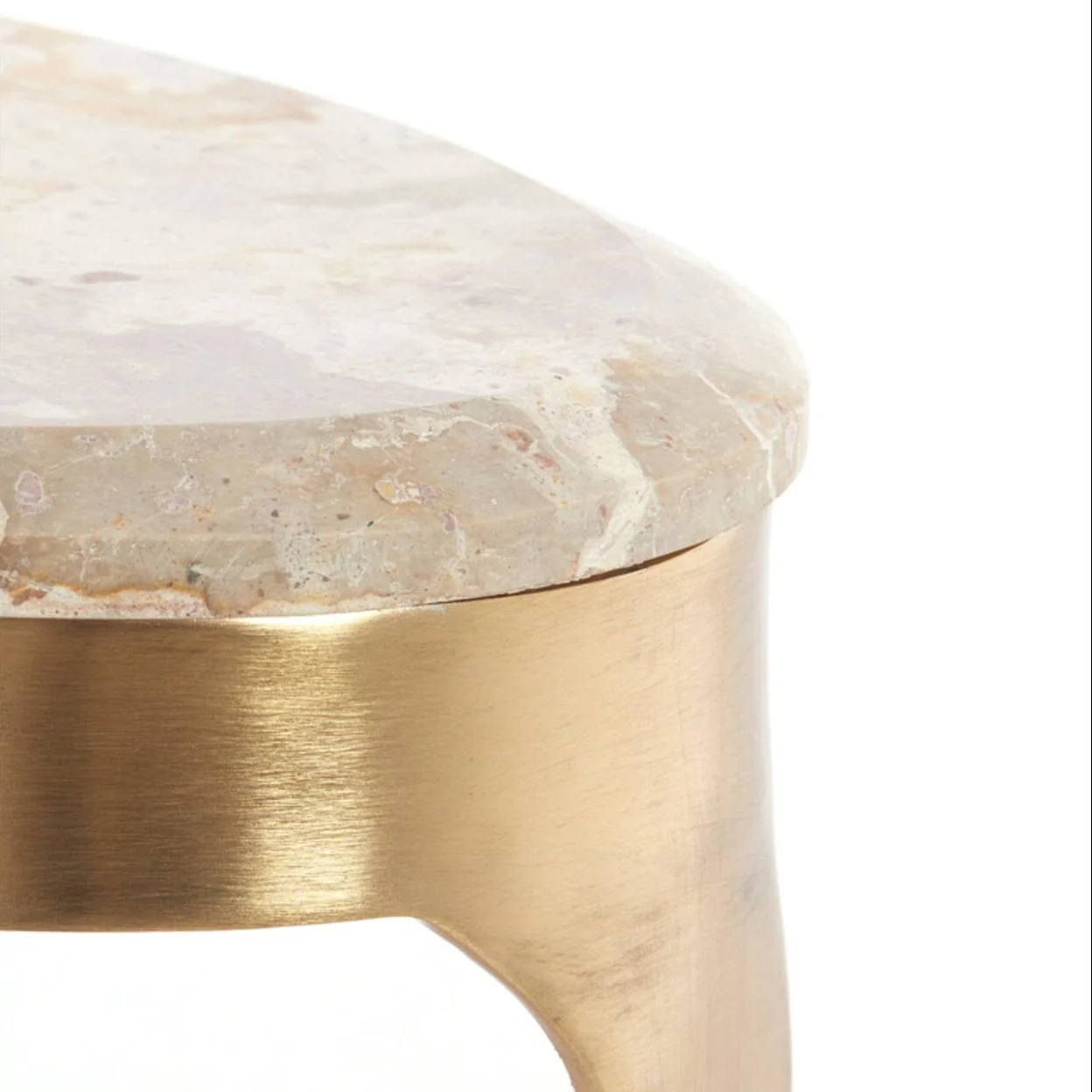 Josephine Antique Bronze Abstract Shaped Coffee Table with Taupe Marble Top - Image 5