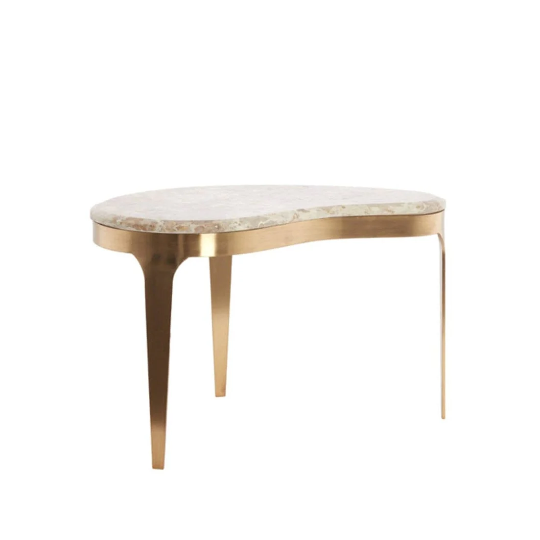 Josephine Antique Bronze Abstract Shaped Coffee Table with Taupe Marble Top - Image 6