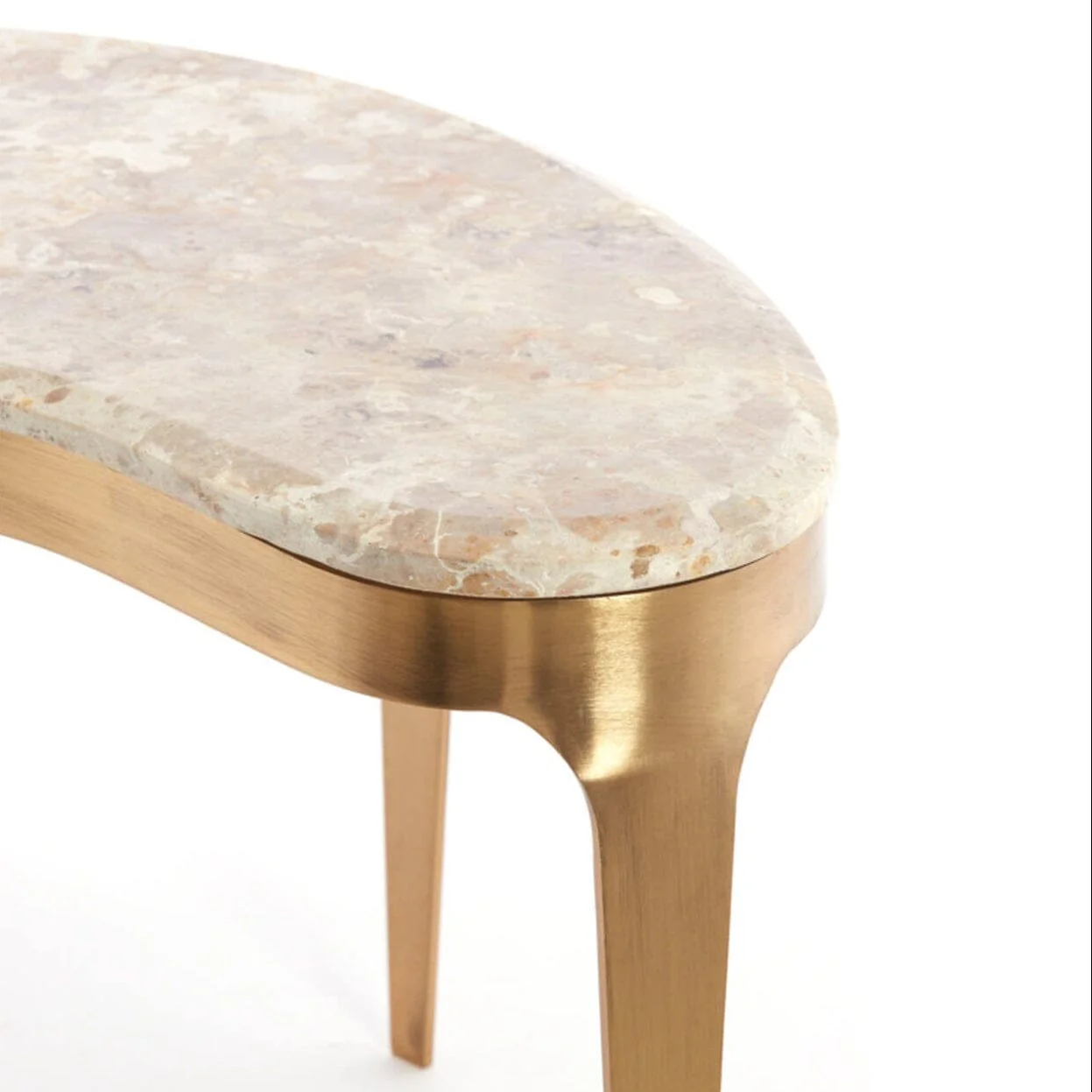 Josephine Antique Bronze Abstract Shaped Coffee Table with Taupe Marble Top - Image 7