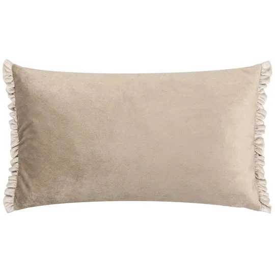 Katrina Cream & Nude Frill Edge Bolster Cushion - 30x50cm - Image 3