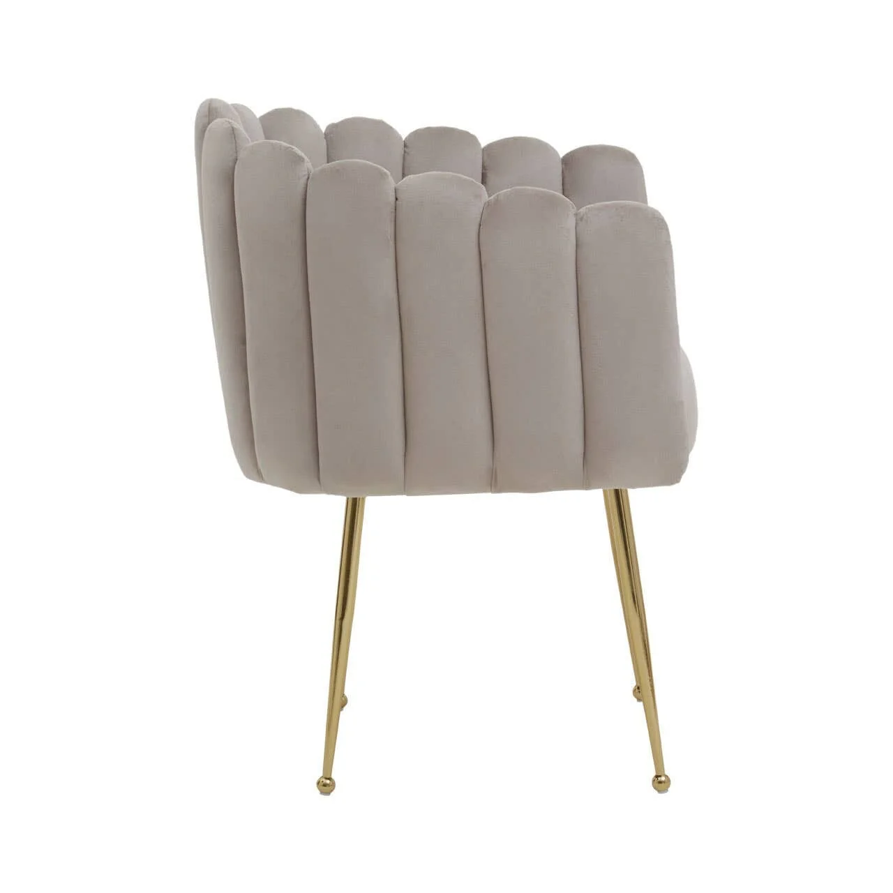 Kelcie Beige Velvet Scalloped Dining Chair with Gold Legs - Image 4