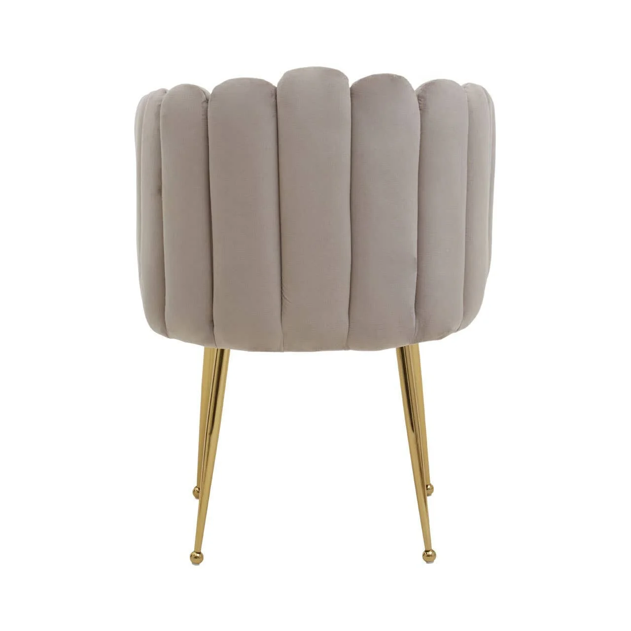 Kelcie Beige Velvet Scalloped Dining Chair with Gold Legs - Image 5