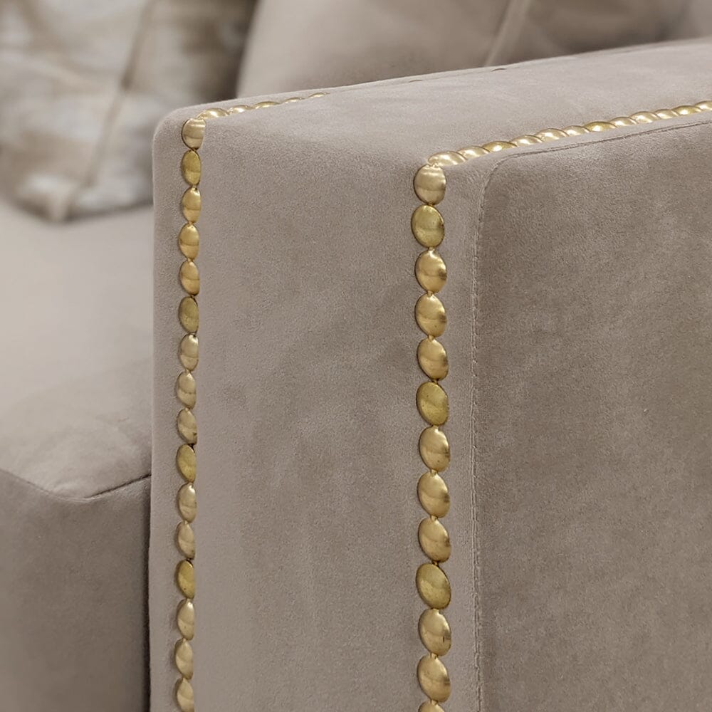 Kiara Mink Velvet Sofa Collection With Brass Studs - Image 4