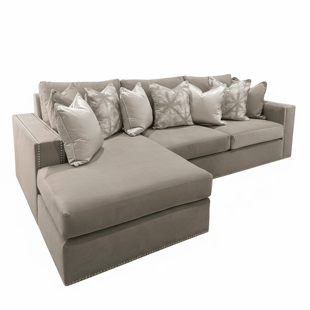 Kiara Mink Velvet Sofa Collection With Brass Studs - Image 7