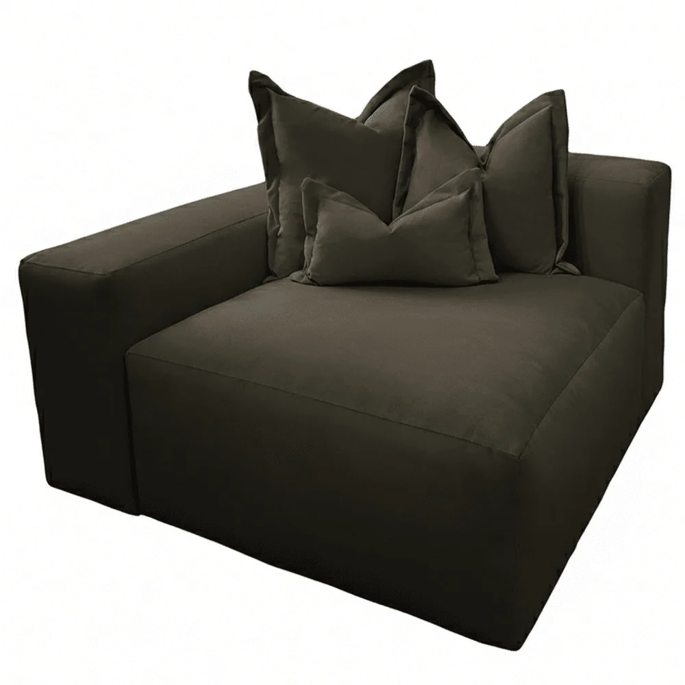 Lenox Shadow Grey Velvet Pillow Back Modular Sofa Range - Image 19