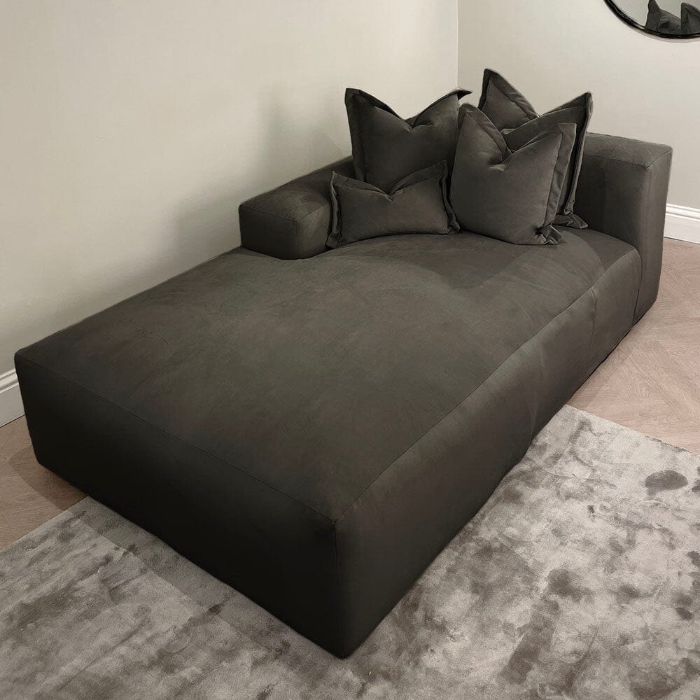 Lenox Shadow Grey Velvet Pillow Back Modular Sofa Range - Image 5