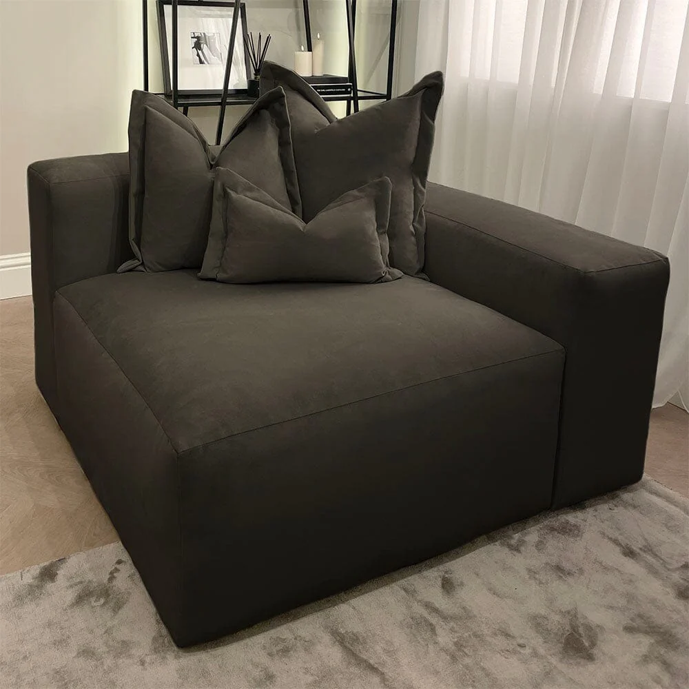 Lenox Shadow Grey Velvet Pillow Back Modular Sofa Range - Image 7